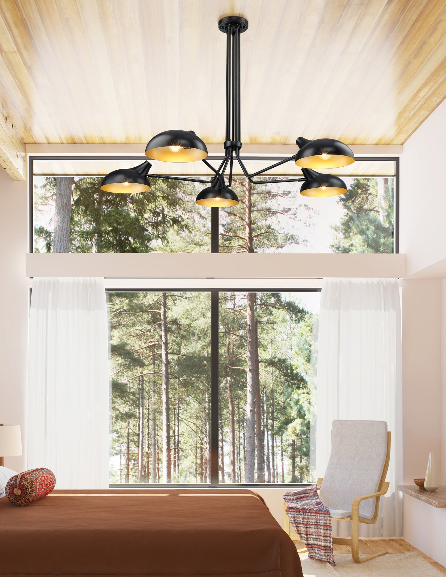 1942-5SF-MB - Bellamy 5 Light Semi Flush 52" Mount - Matte Black