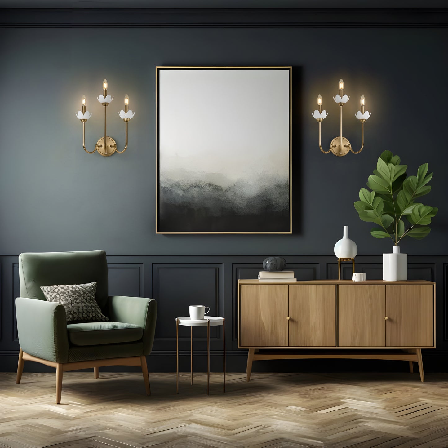 352-3S-MGLD - Allistair 3 Light Wall 16" Sconce - Modern Gold