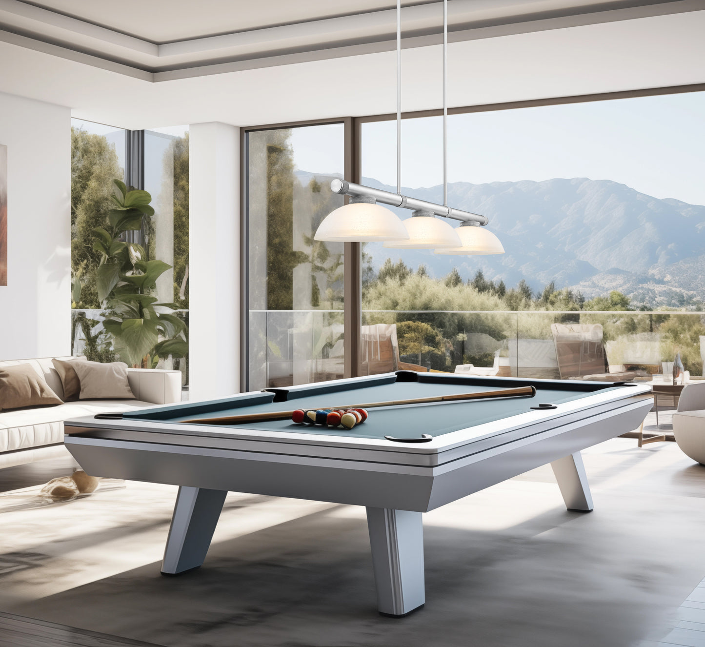 3050-3BN-DMO14 - Vanguard 3 Light 58" Billiard - Brushed Nickel