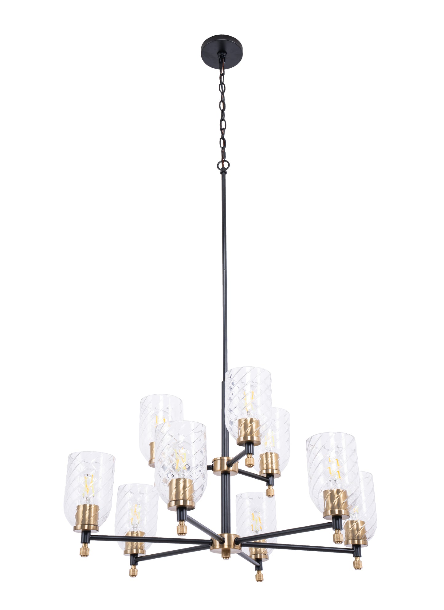 60329-FBSB-C - Council 9 Light 29" Wide Chandelier - Flat Black / Satin Brass