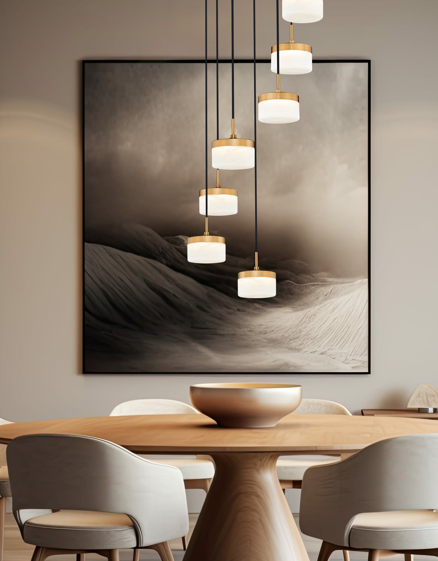 827P6-7R-MGLD-LED - Renaud 7 Light 21" Chandelier - Modern Gold