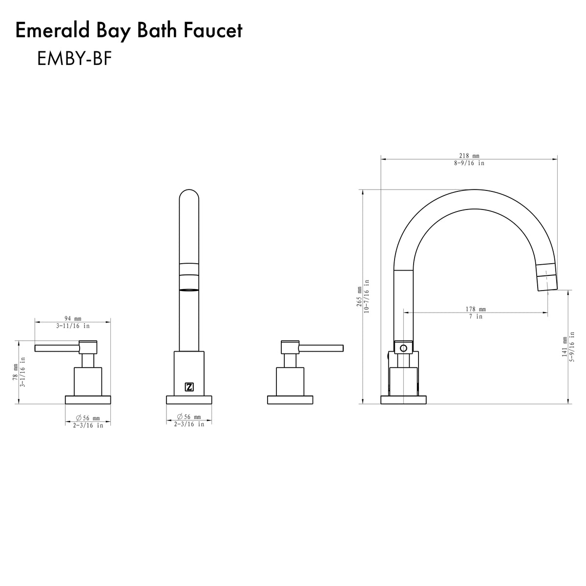 EMBY-BF-MB - Autograph Edition Emerald Bay Bath Faucet in Matte Black
