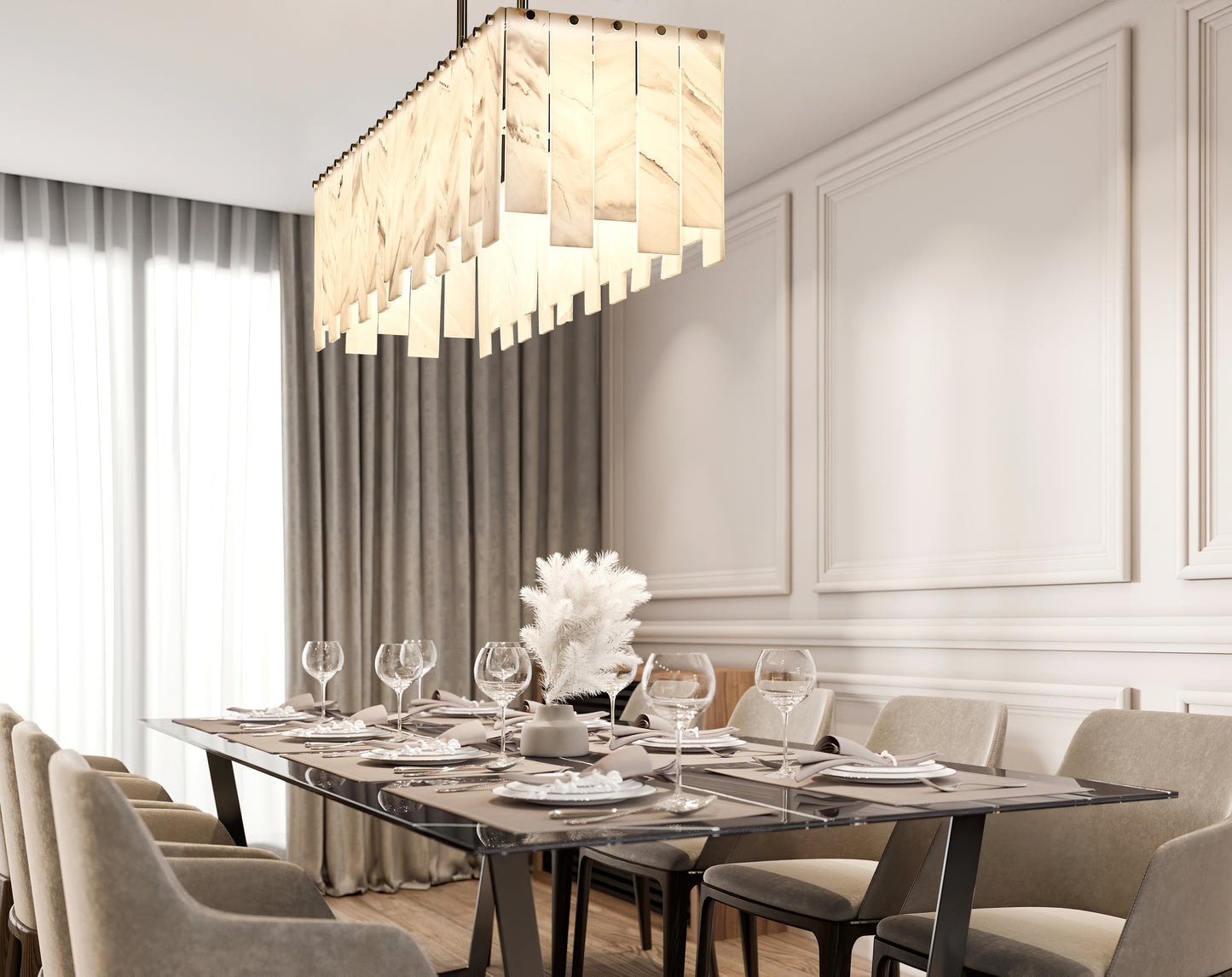 345-40L-PN - Viviana 5 Light Linear 41" Chandelier - Polished Nickel