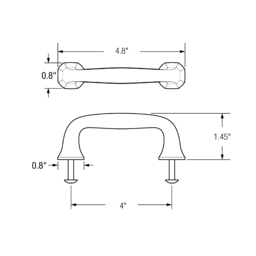 4362003 - 4" Centers - Severin Fayerman Pull - Polished Brass