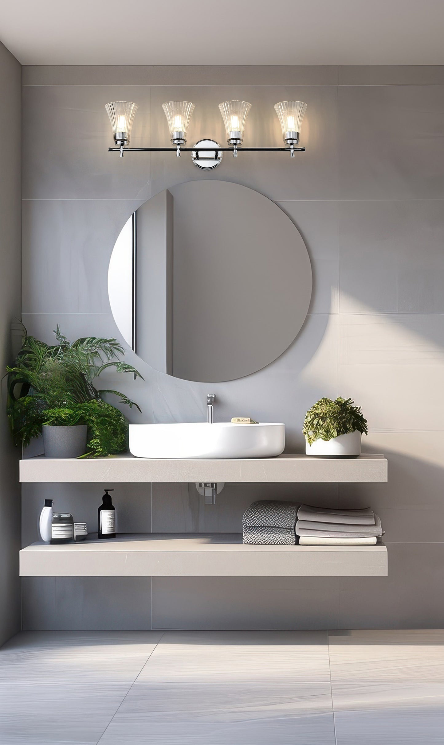 7519-4V-CH - Belle 4 Light 32" Vanity - Chrome