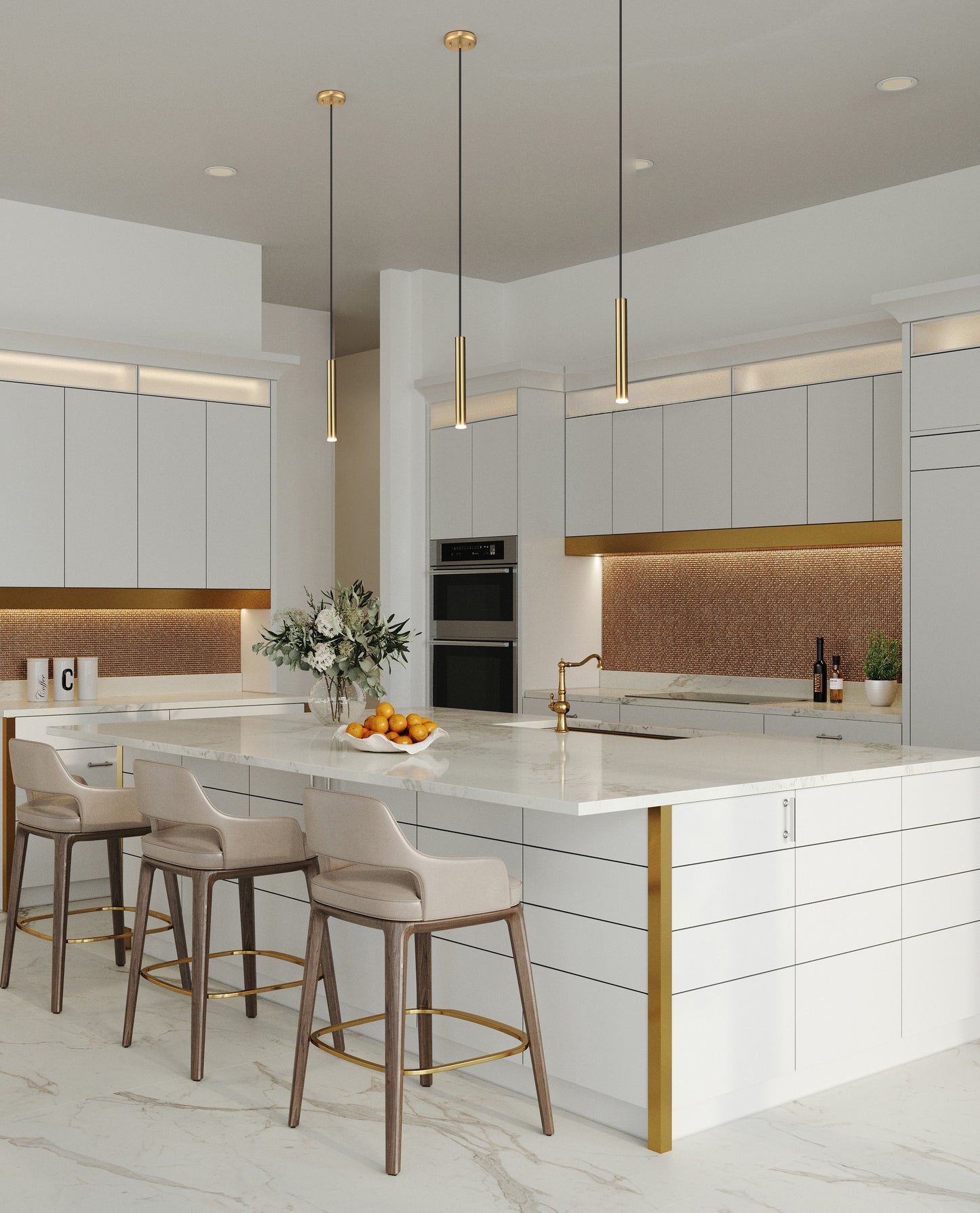 919MP12-MGLD-LED - Forest 1 Light Pendant 5" - Modern Gold