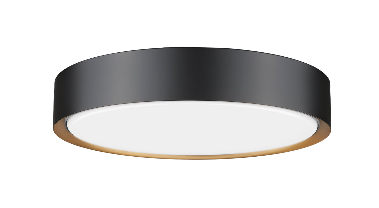 1014F16-MB-MGLD-LED - Kawan 1 Light Flush 16" Mount - Matte Black / Modern Gold