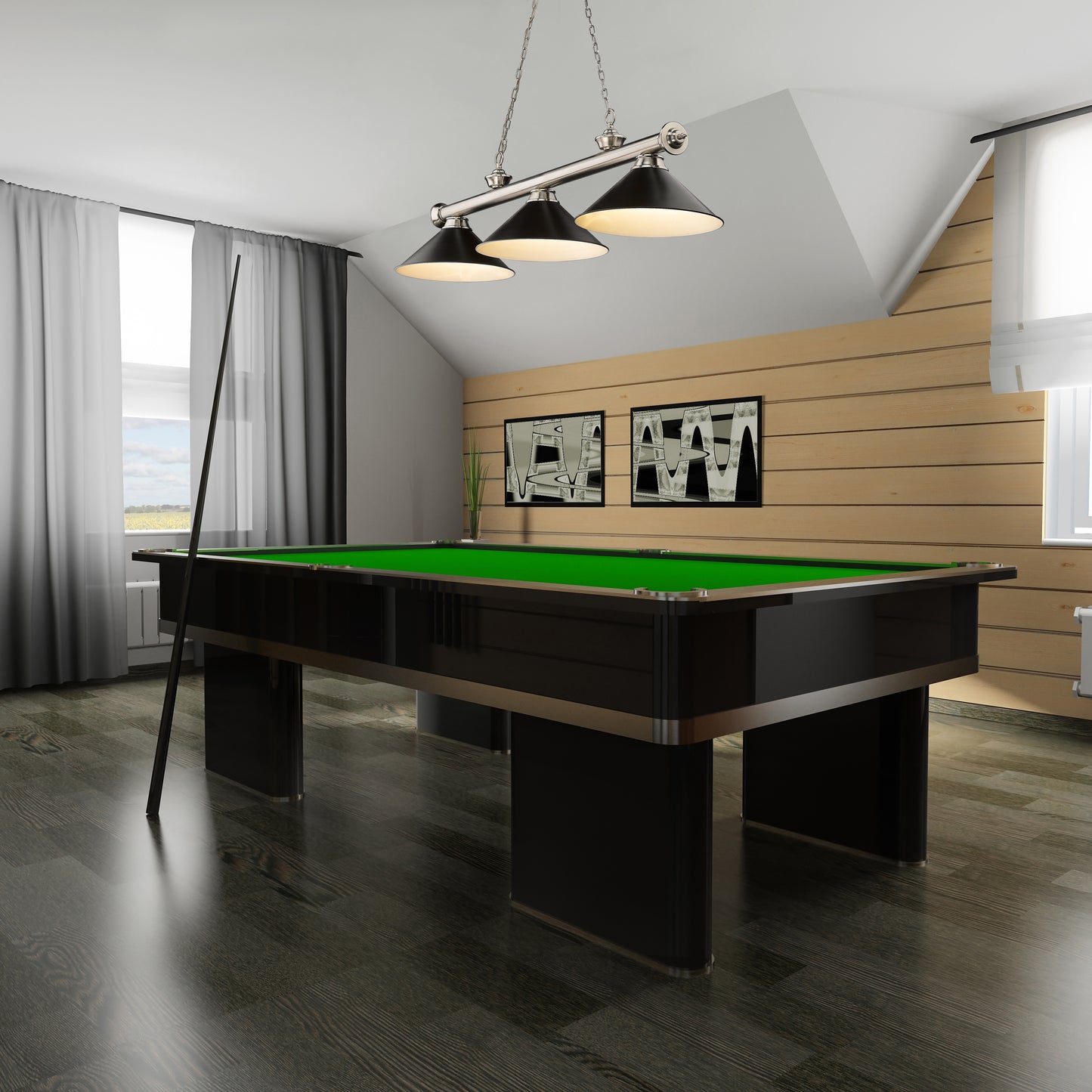 2306-3BN-MB15 - Cordon 3 Light 57" Billiard - Brushed Nickel