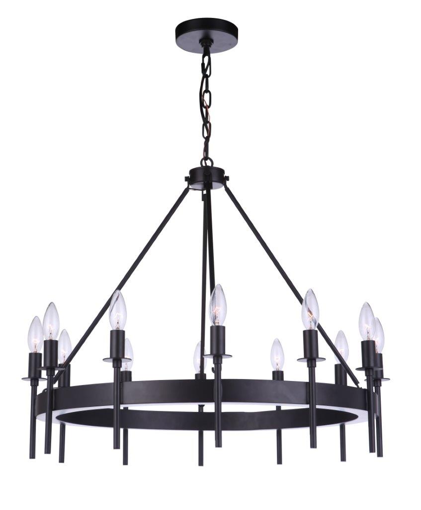 54312-FB - Larrson 12 Light 28" Wide Chandelier - Flat Black