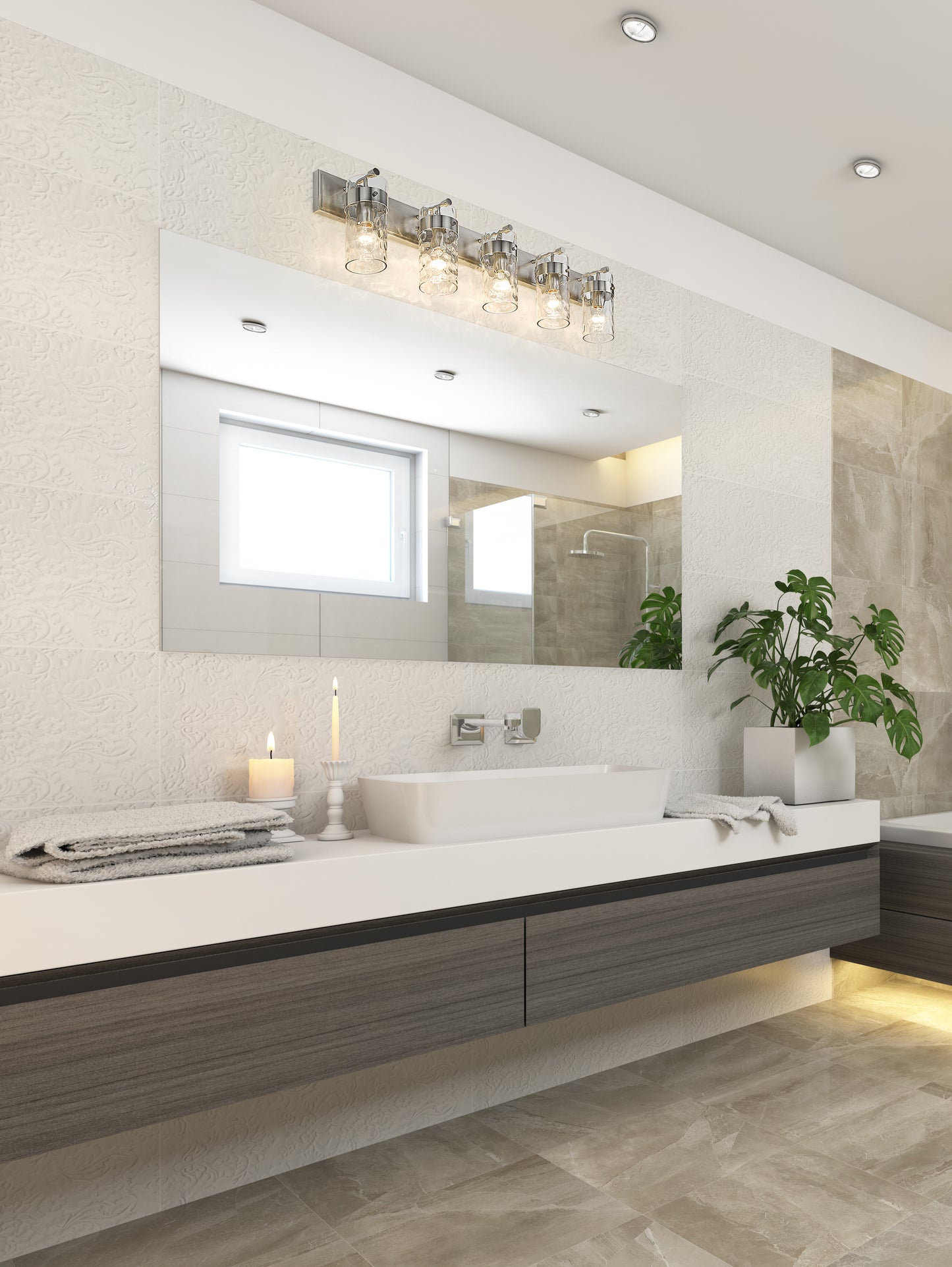 3035-5V-BN - Fontaine 5 Light 44" Vanity - Brushed Nickel