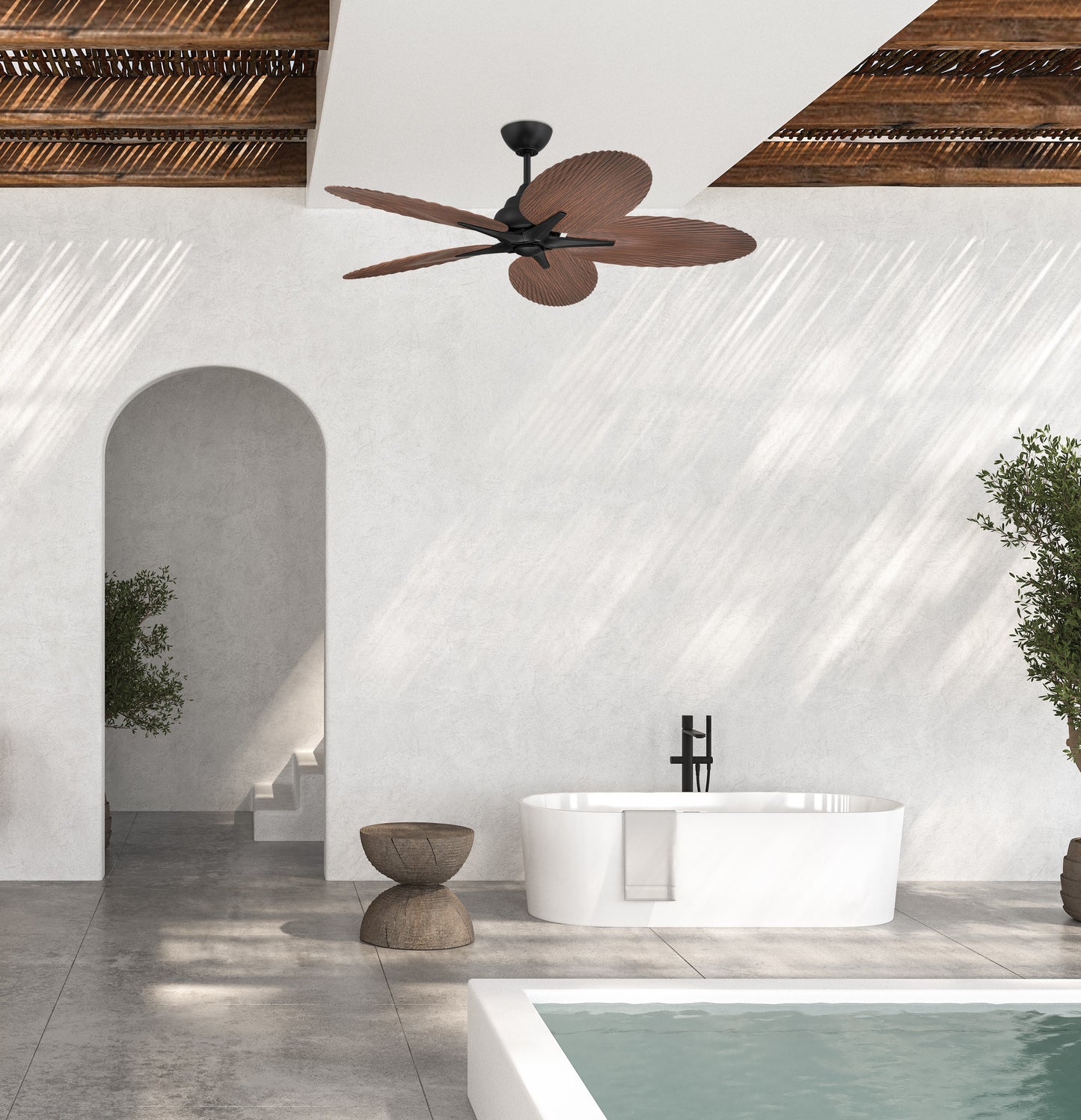 GTY52FB5 - Getaway 52" 5-blade Outdoor Wet Rated Celing Fan 52" 5 Blade Indoor Outdoor Ceiling Fan - Flat Black