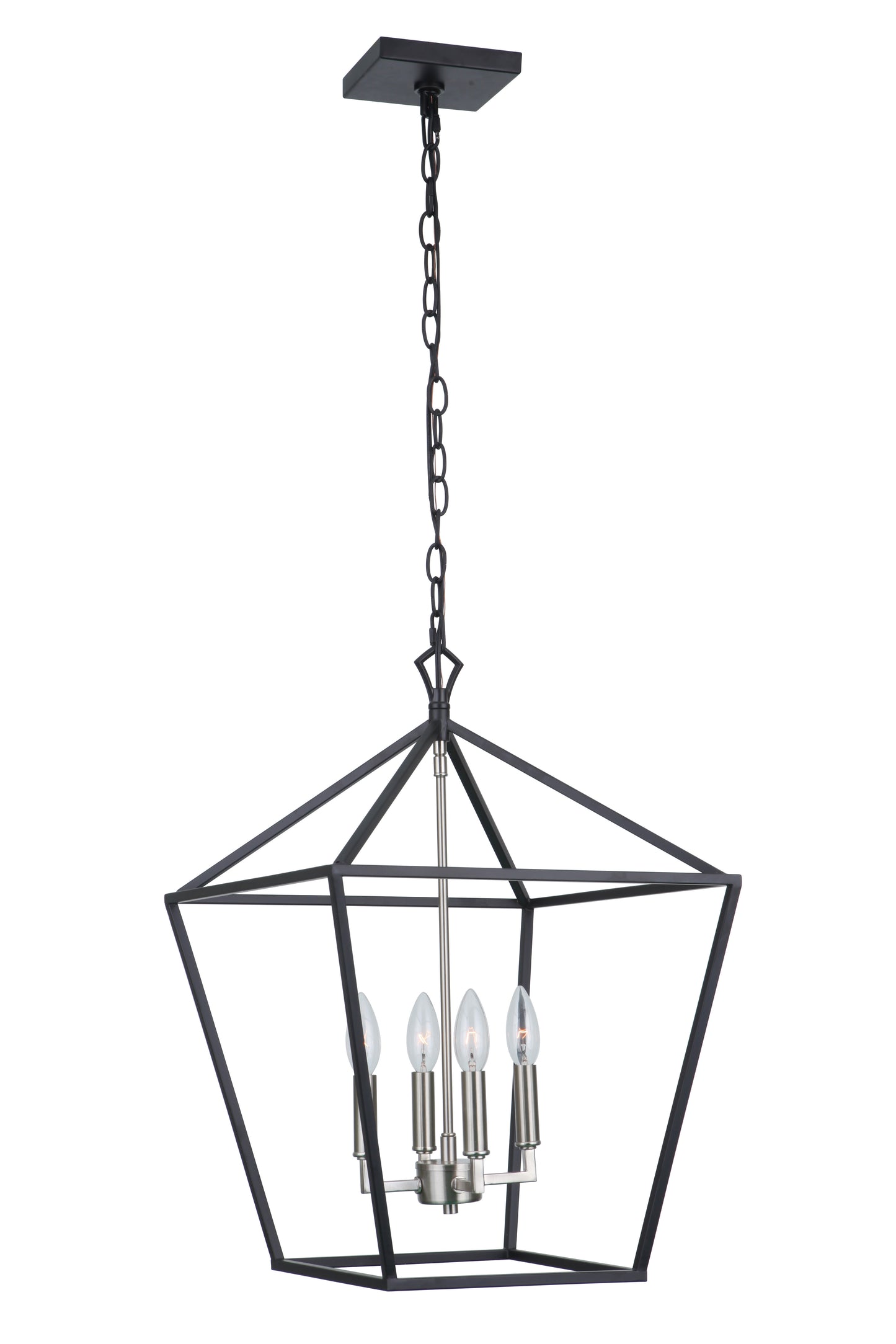 56335-FBBNK - Flynt II 4 Light 16" Wide Foyer Light - Flat Black / Brushed Polished Nickel