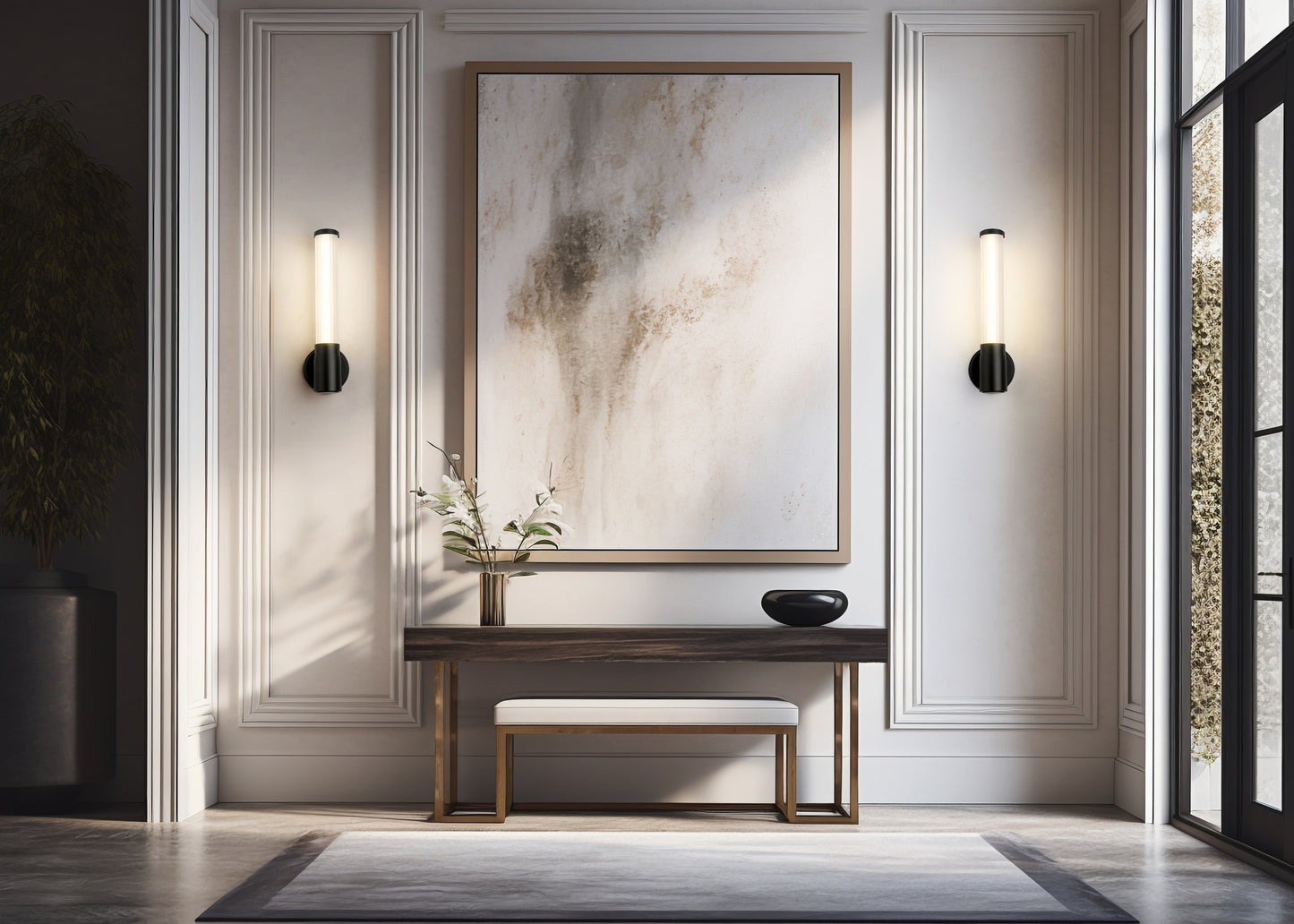 1020-1S-MB-LED - Warwick 1 Light Wall 16" Sconce - Matte Black