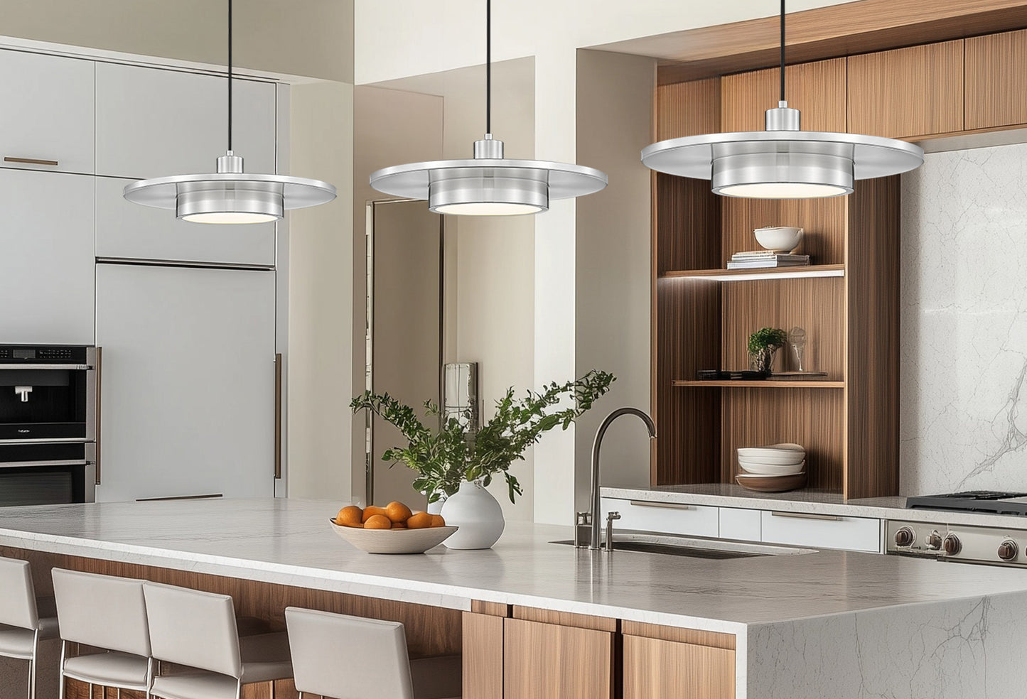 829P20-BN-LED - Ludo 1 Light 20" Pendant - Brushed Nickel