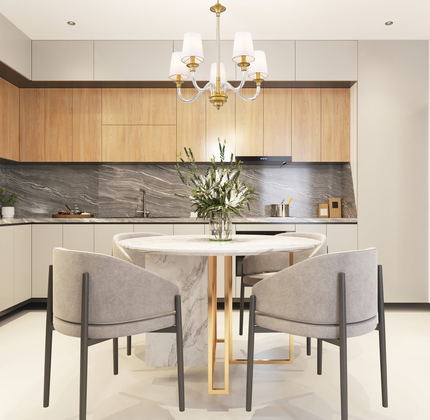 1950-5RB - Katerina 5 Light 24" Chandelier - Rubbed Brass