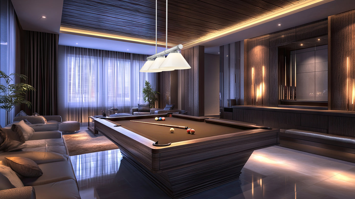 3050-3BN-PWH - Vanguard 3 Light 58" Billiard - Brushed Nickel