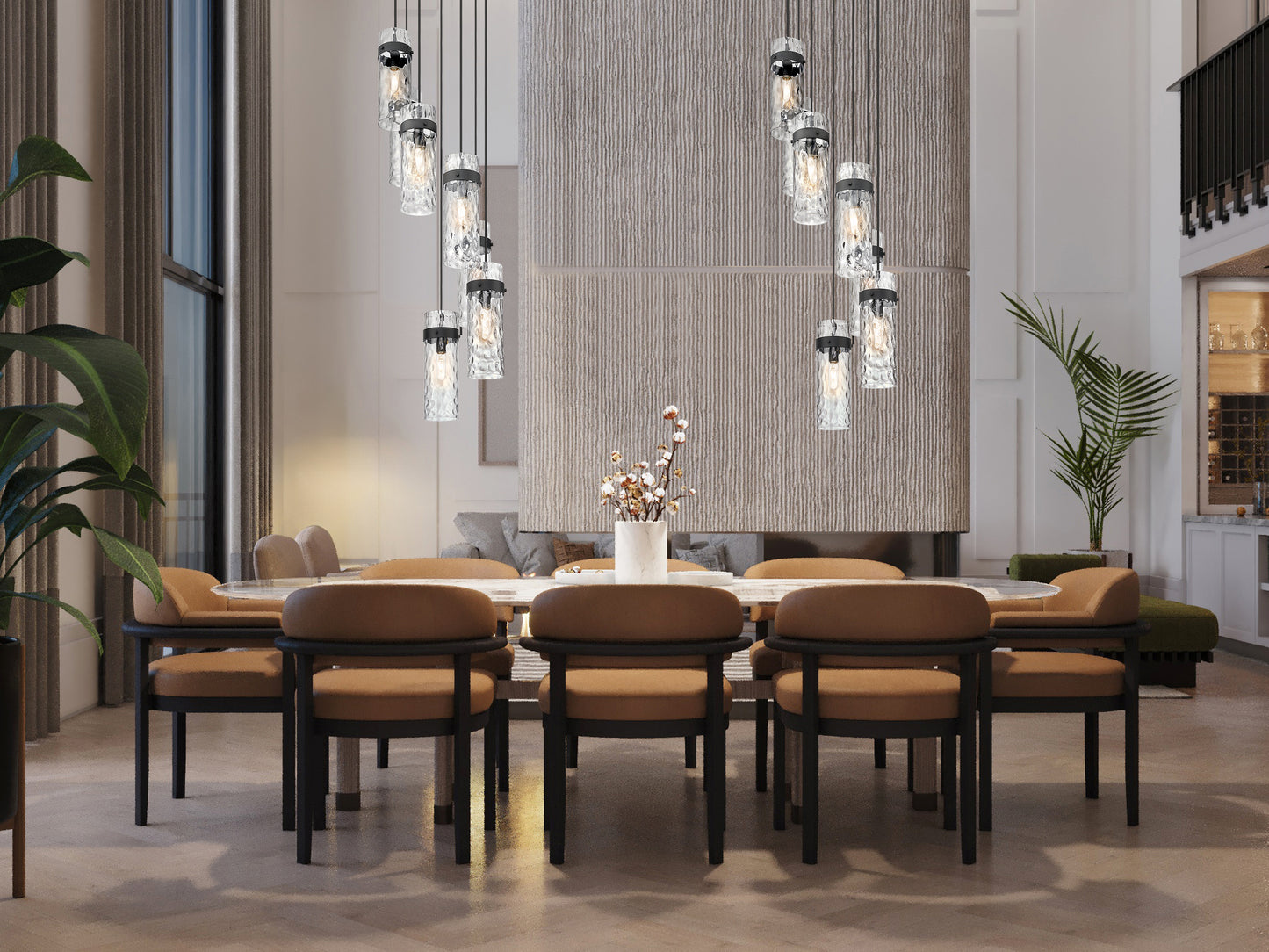 7002P5-7R-MB - Fontaine 7 Light 20" Chandelier - Matte Black