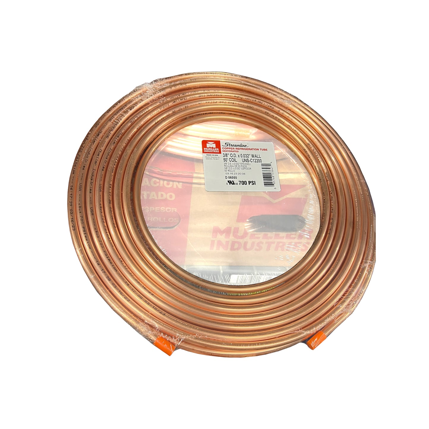 D 04050 - Copper Refrigeration Tube - 3/8" x 50' Coil