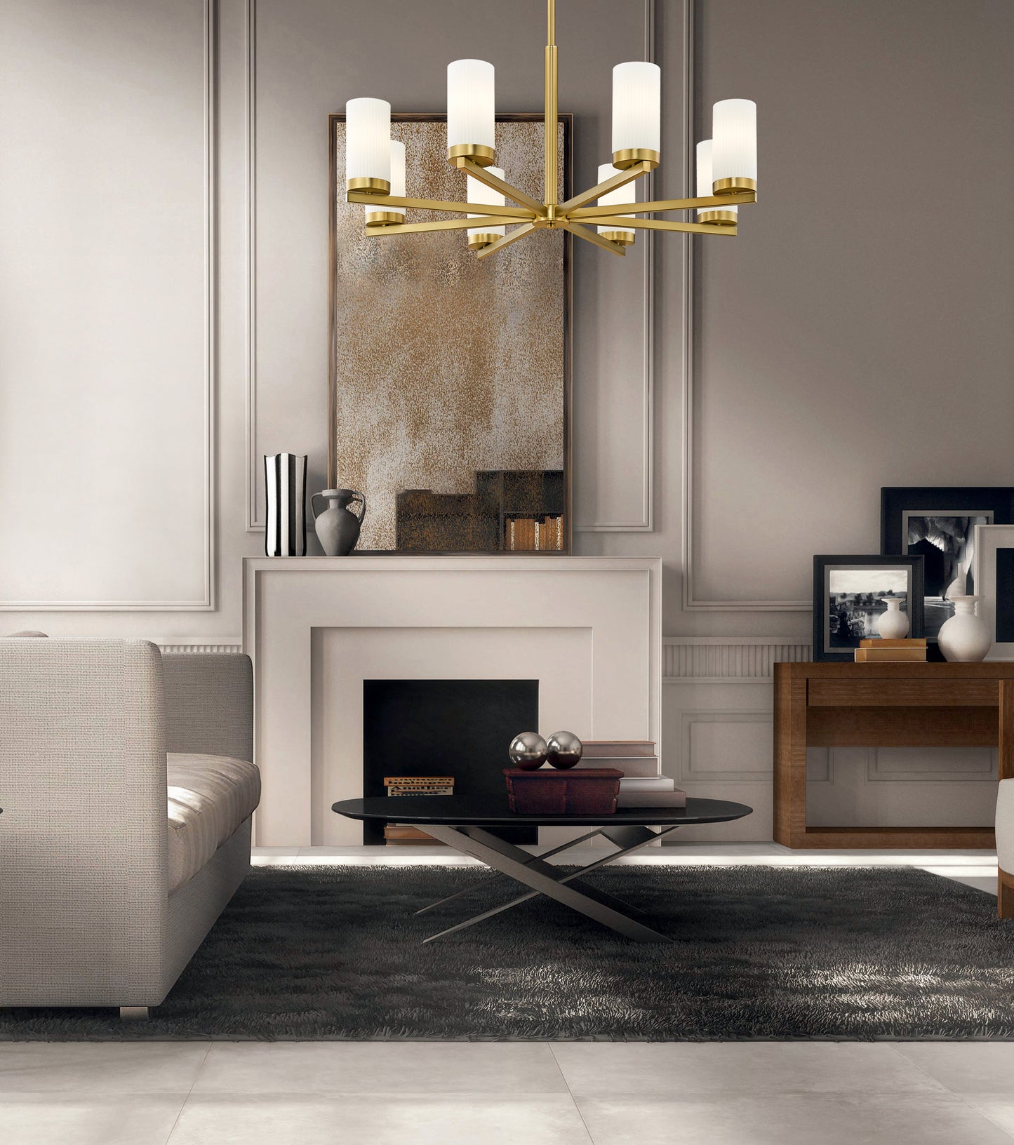 3044-8MGLD - Danica 8 Light 32" Chandelier - Modern Gold