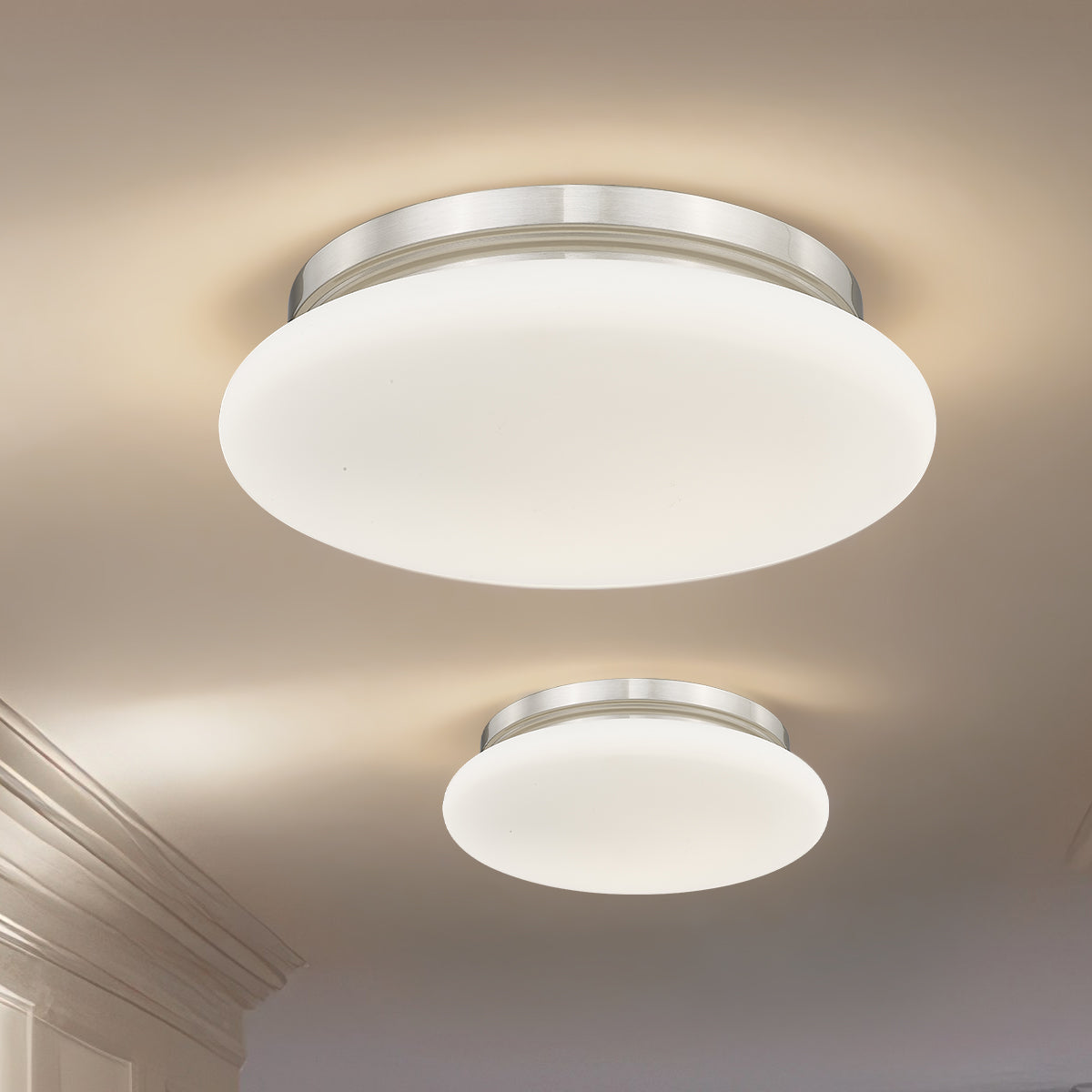 1025F12-BN-LED - Soleil 1 Light Flush 12" Mount - Brushed Nickel