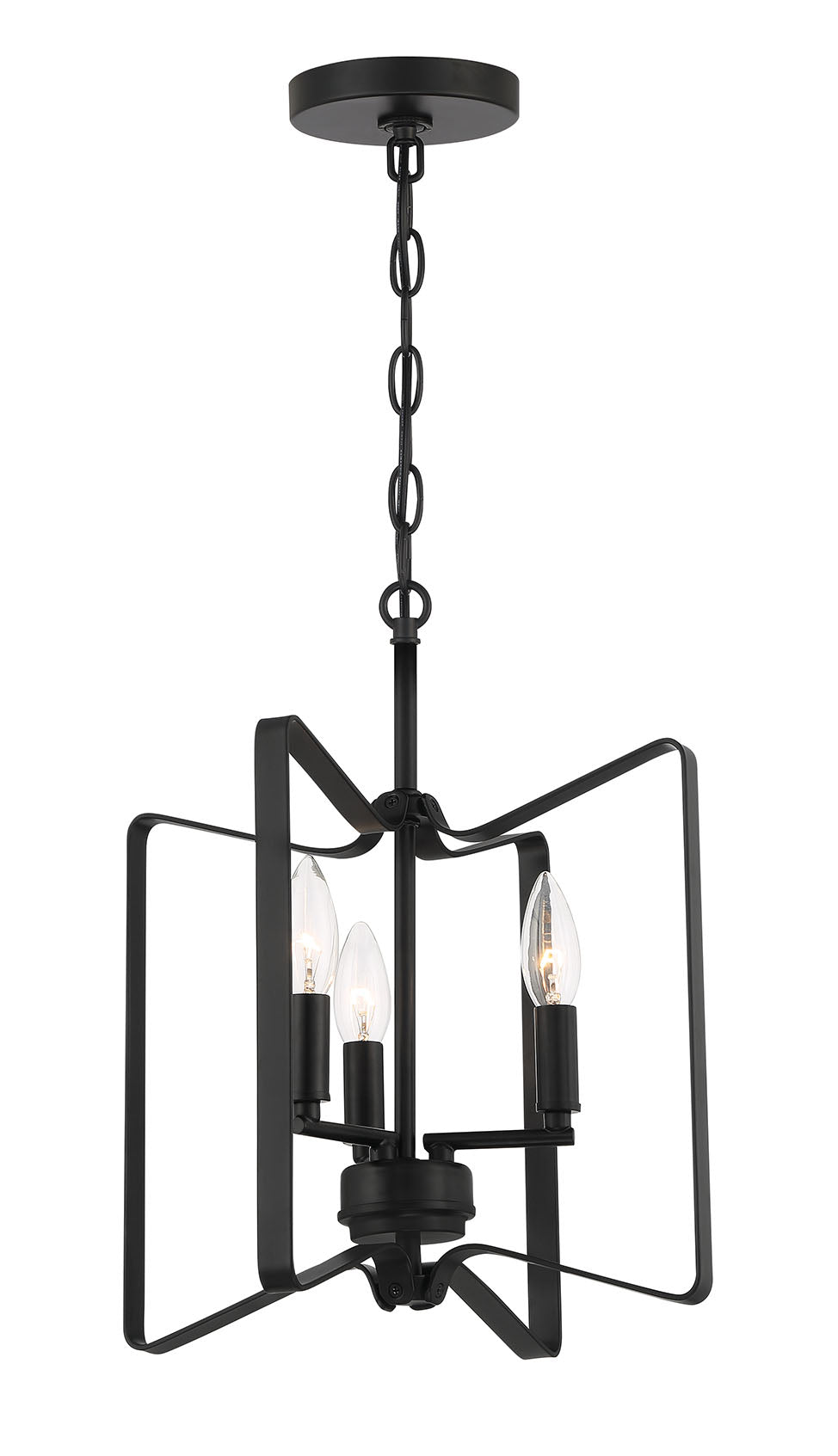 56153-FB - Shayna 3 Light 14" High Semi Flush Mount - Flat Black