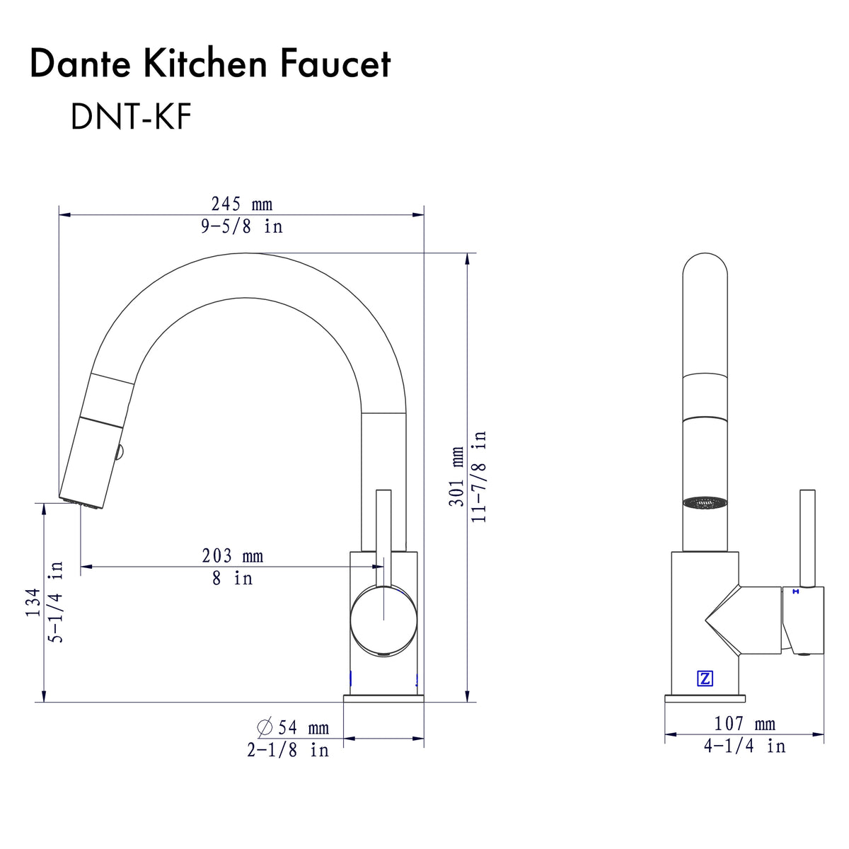 DNT-KF-CB - Dante Kitchen Faucet in Champagne Bronze