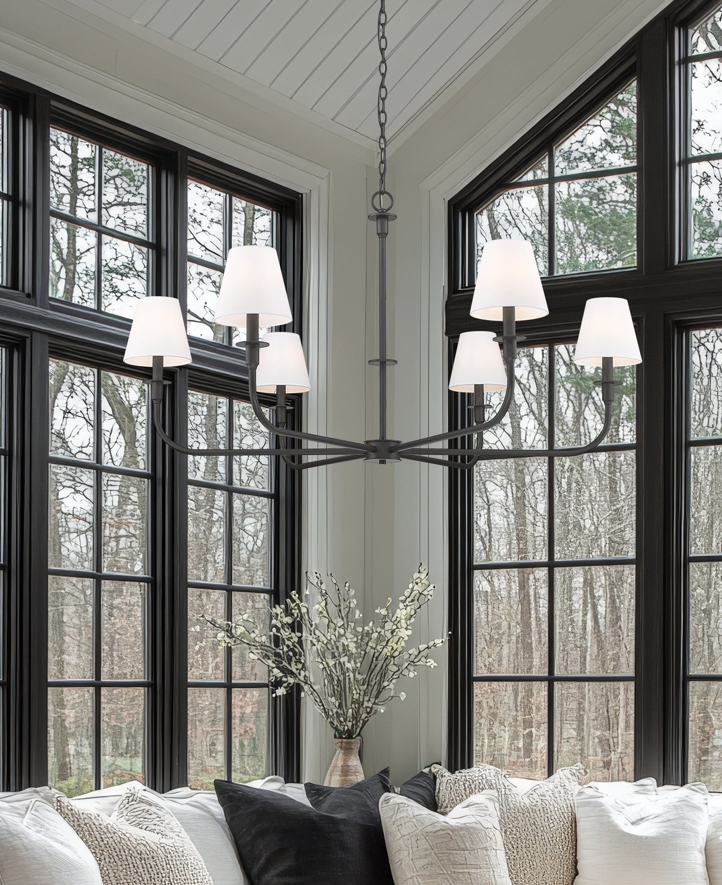 3049-45MB - Tova 6 Light 49" Chandelier - Matte Black