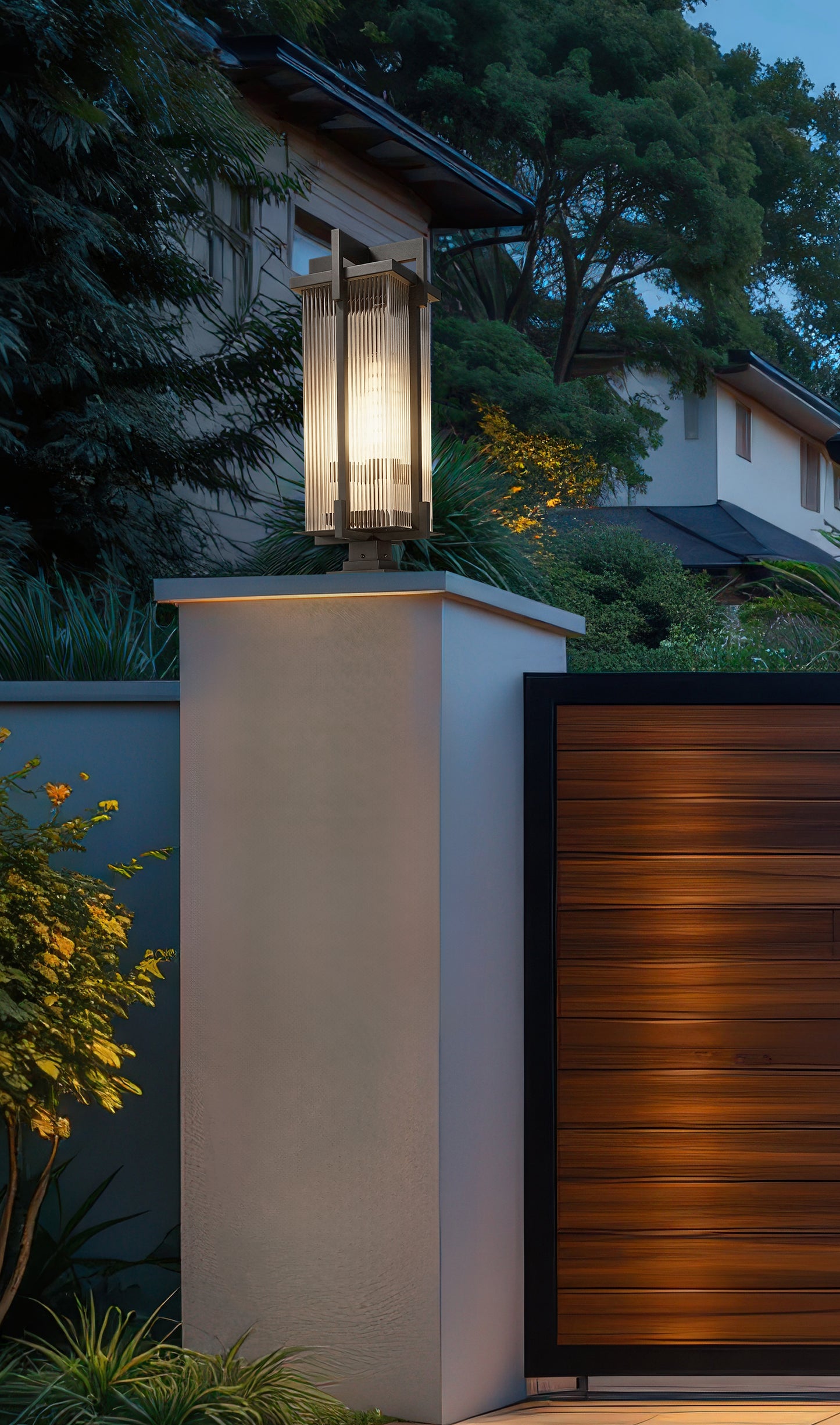 5031PHXLS-SQPM-BK - Fortis 3 Light Outdoor Pier Mounted 35" Fixture - Sand Black