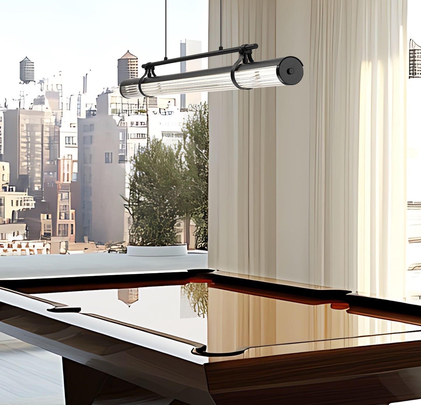 1959-54L-MB-LED - Benoit 1 Light Linear 56" Chandelier - Matte Black