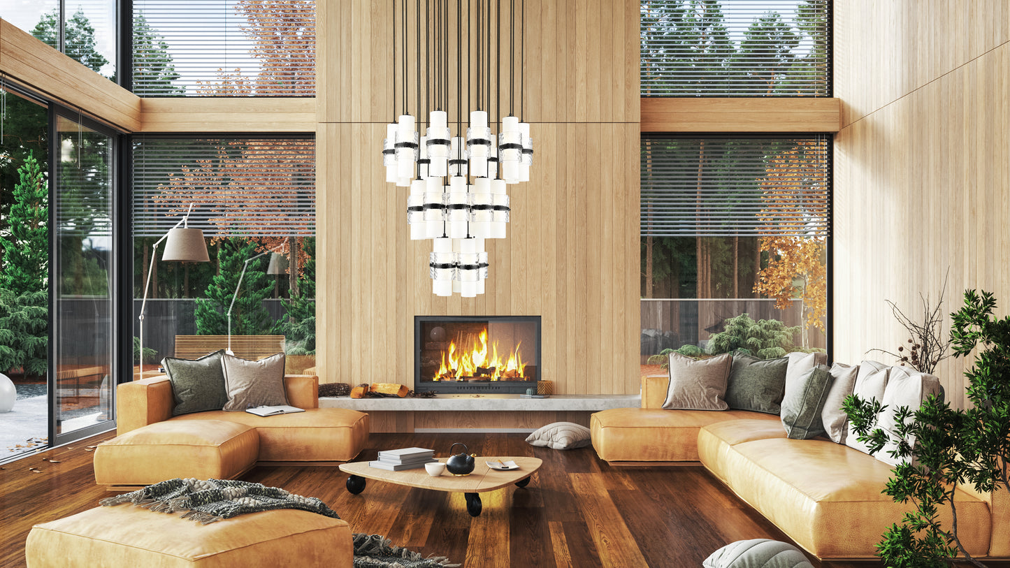 1946P-27R-MB - Cayden 27 Light 36" Chandelier - Matte Black