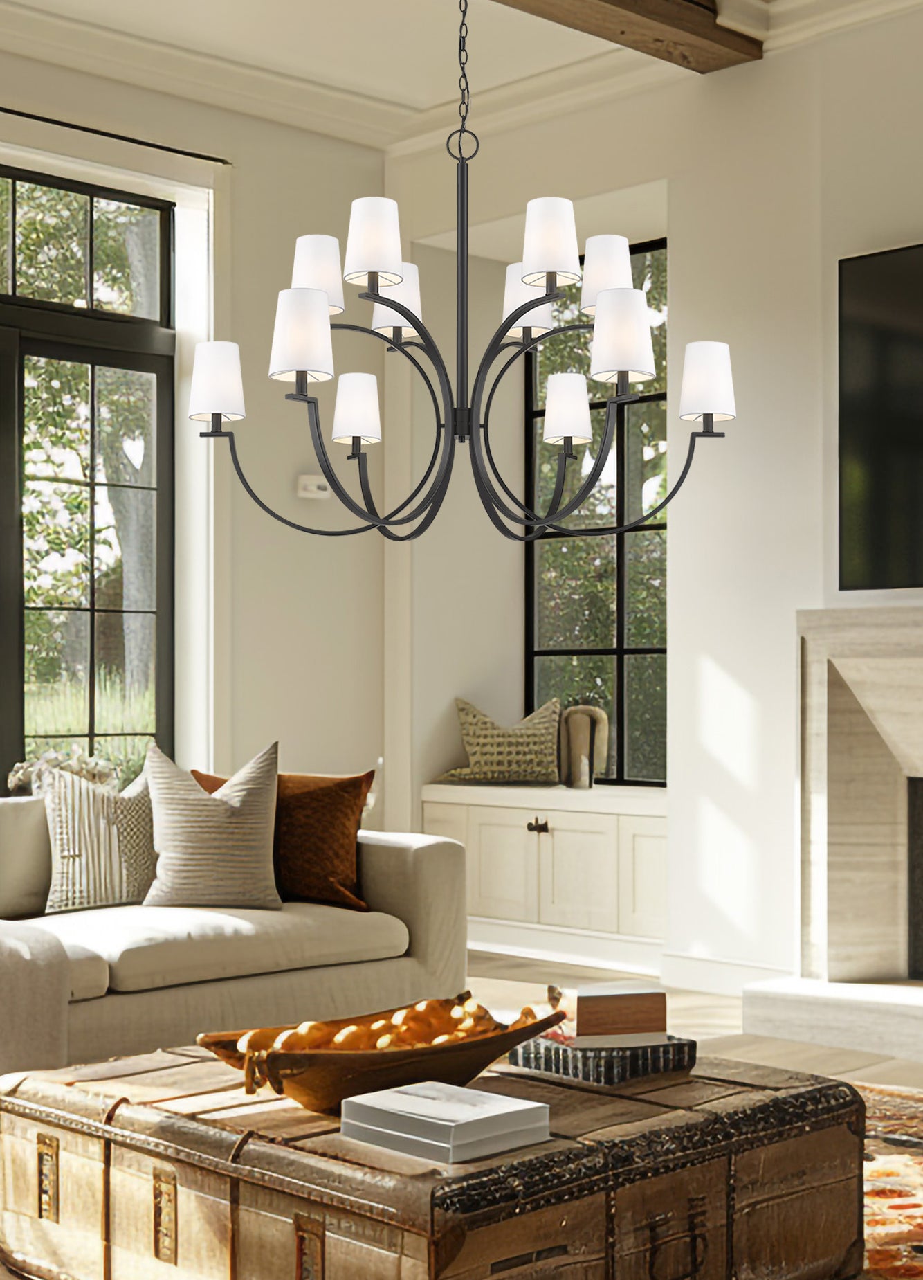2016-12MB - Cordelia 12 Light 48" Chandelier - Matte Black