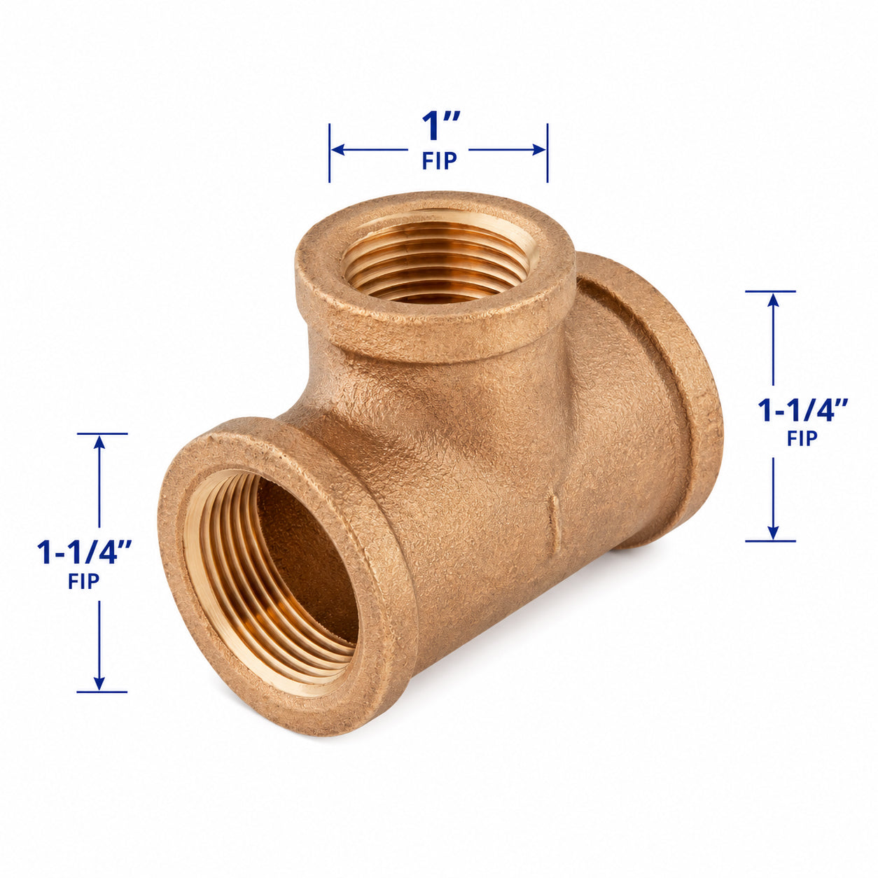B-RT0605LF - 1-1/4" x 1-1/4" x 1" Lead Free Brass Tee