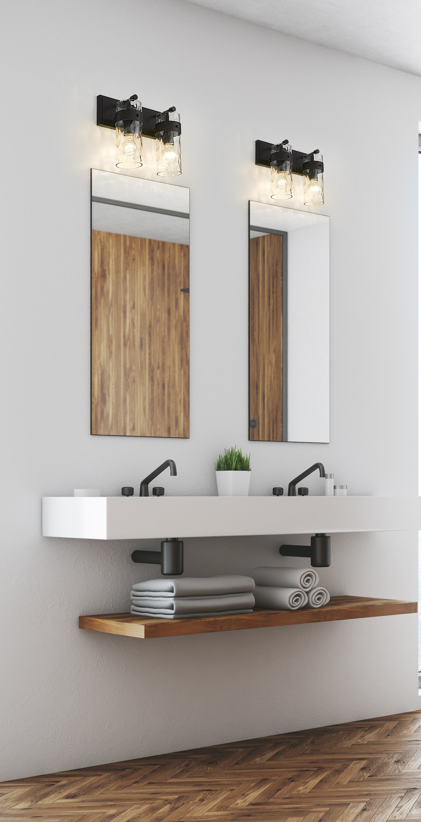 3035-2V-MB - Fontaine 2 Light 14" Vanity - Matte Black