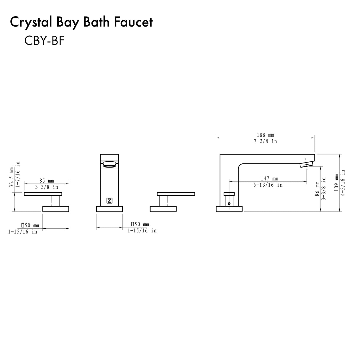 CBY-BF-BN - Crystal Bay Bath Faucet in Brushed Nickel
