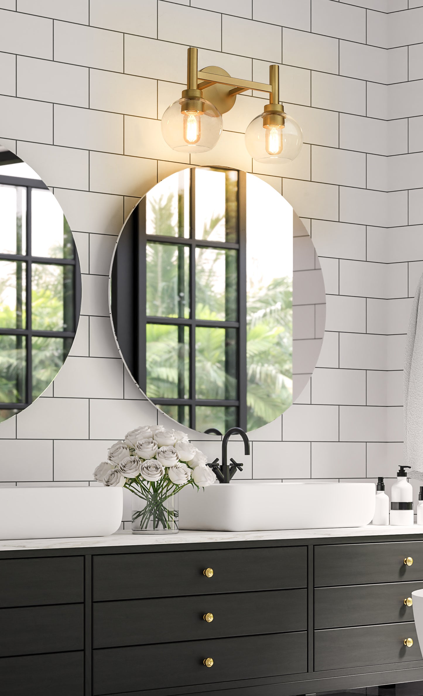 7502-2V-BG - Sutton 2 Light 16" Vanity - Brushed Gold