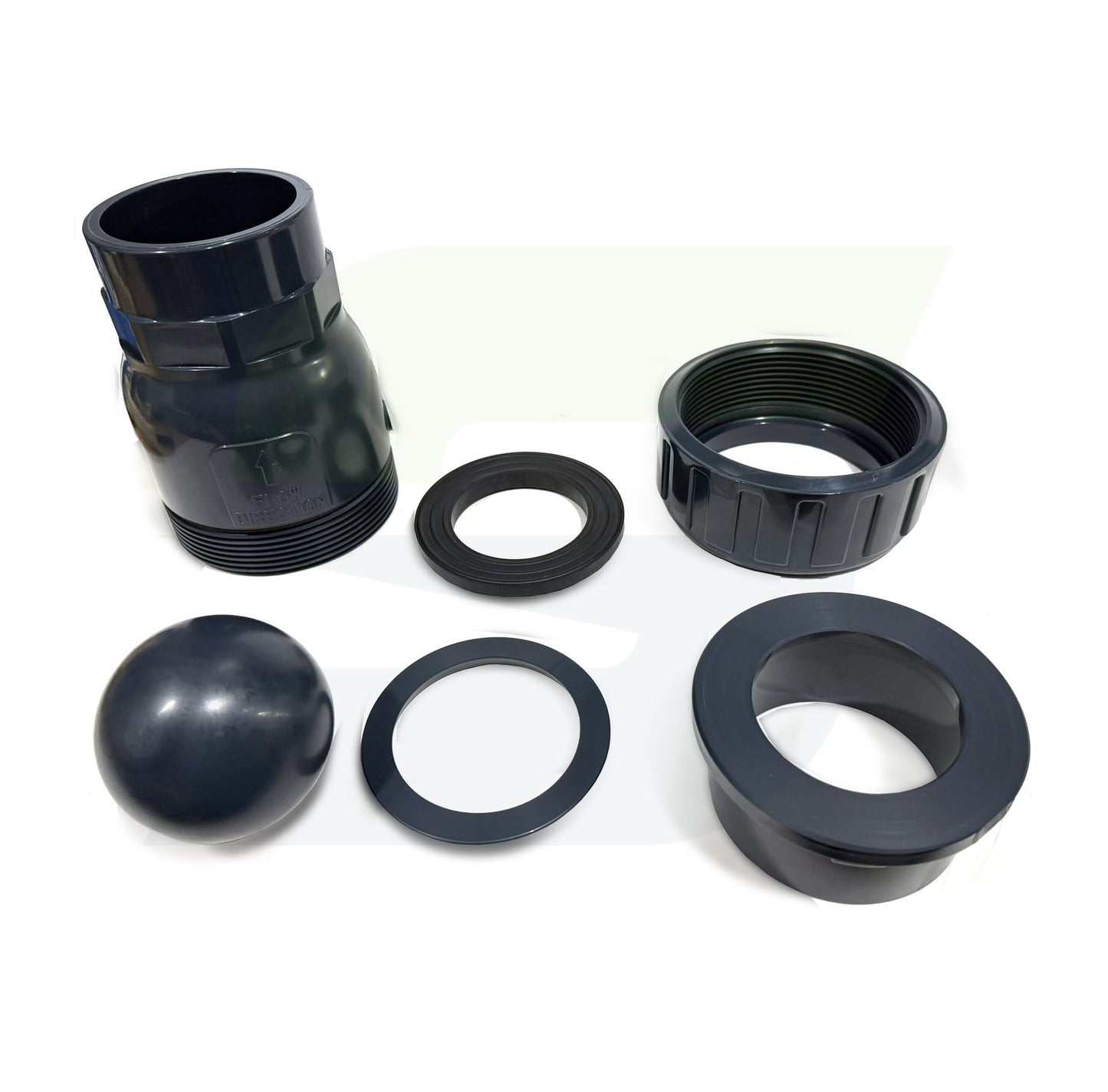 1210030 - 3" PVC Union Ball Check Valve - EPDM - Socket x Socket