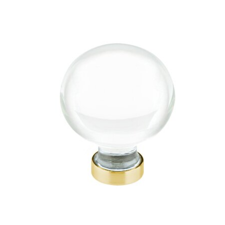 86394US4 - 1" Round Cabinet Knob - Bristol Glass - Satin Brass