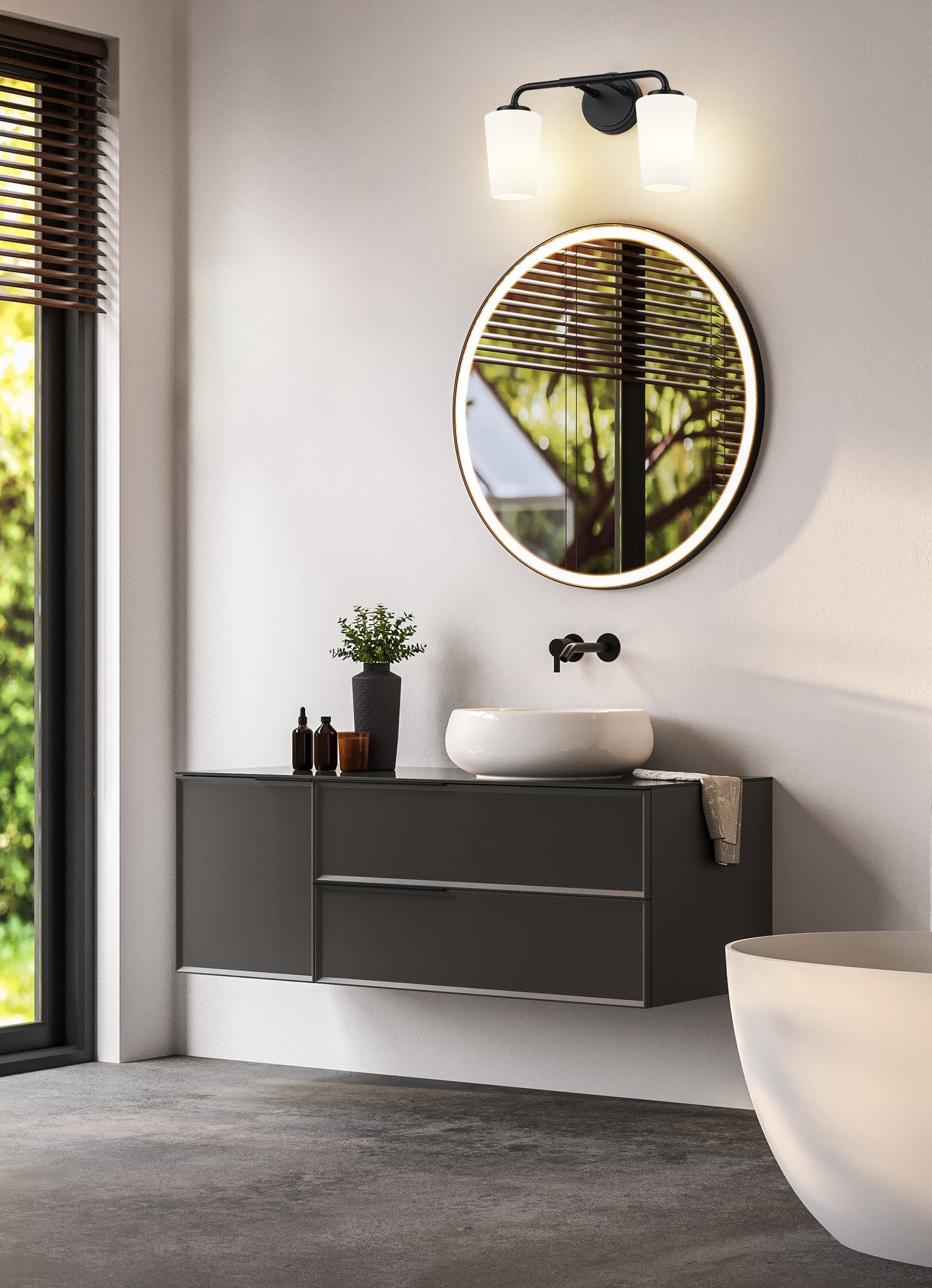 7005-2V-MB - Montford 2 Light 16" Vanity - Matte Black