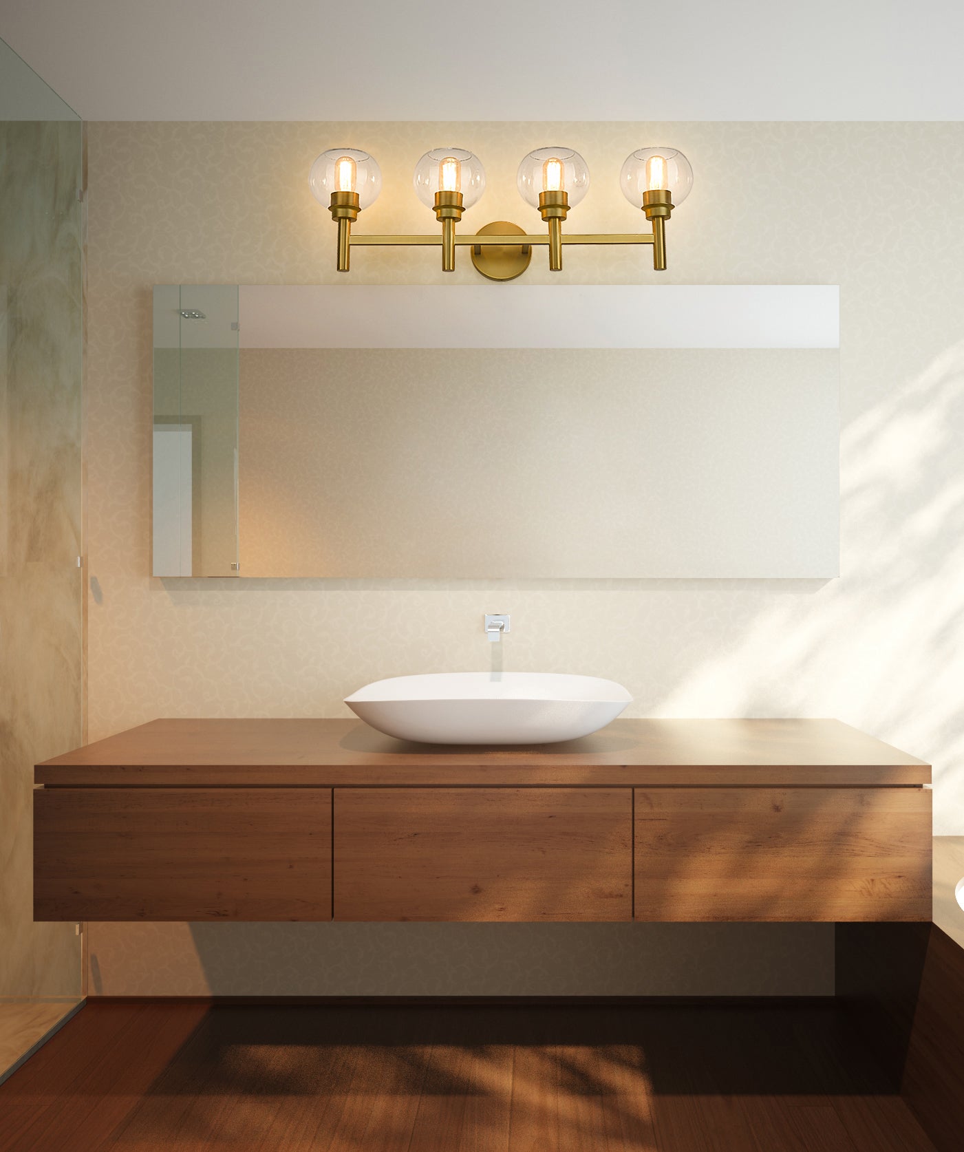 7502-4V-BG - Sutton 4 Light 32" Vanity - Brushed Gold