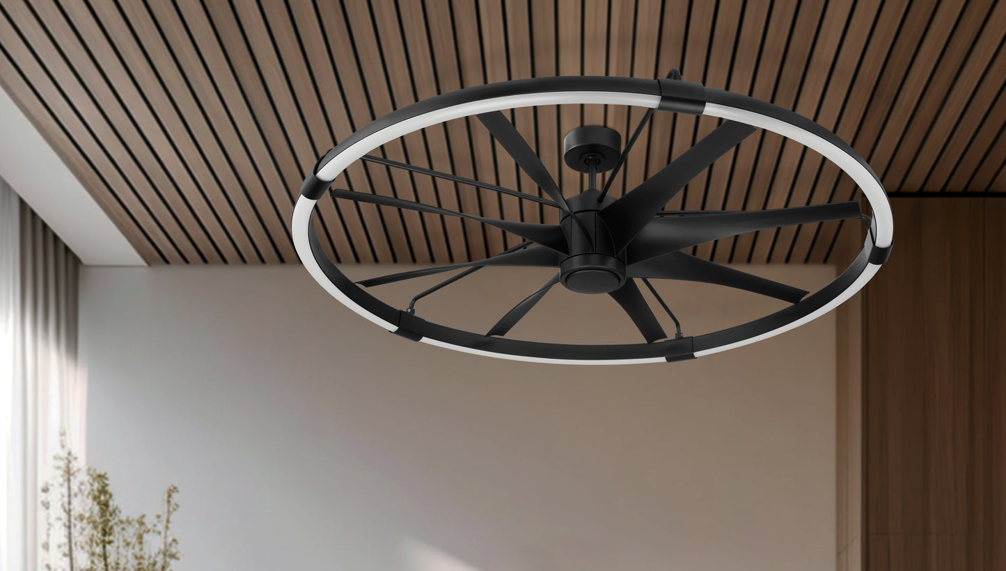 AXL57FB8 - Axel Indoor/Outdoor 52" 8 Blade Indoor Outdoor Ceiling Fan with Light Kit - Flat Black