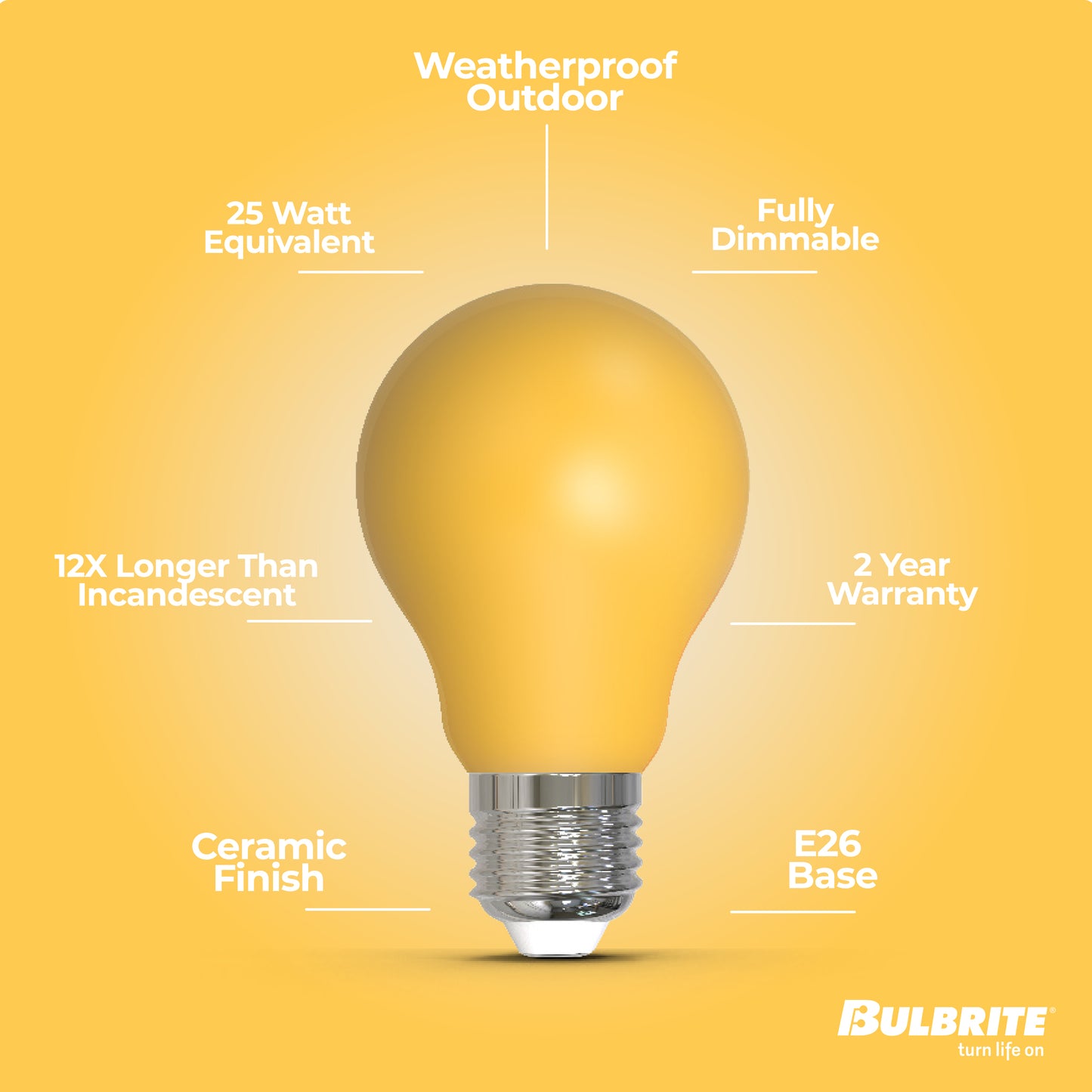 776107 - Filaments Dimmable Ceramic Yellow A19 LED Light Bulb - 4.5 Watt - 10 Pack