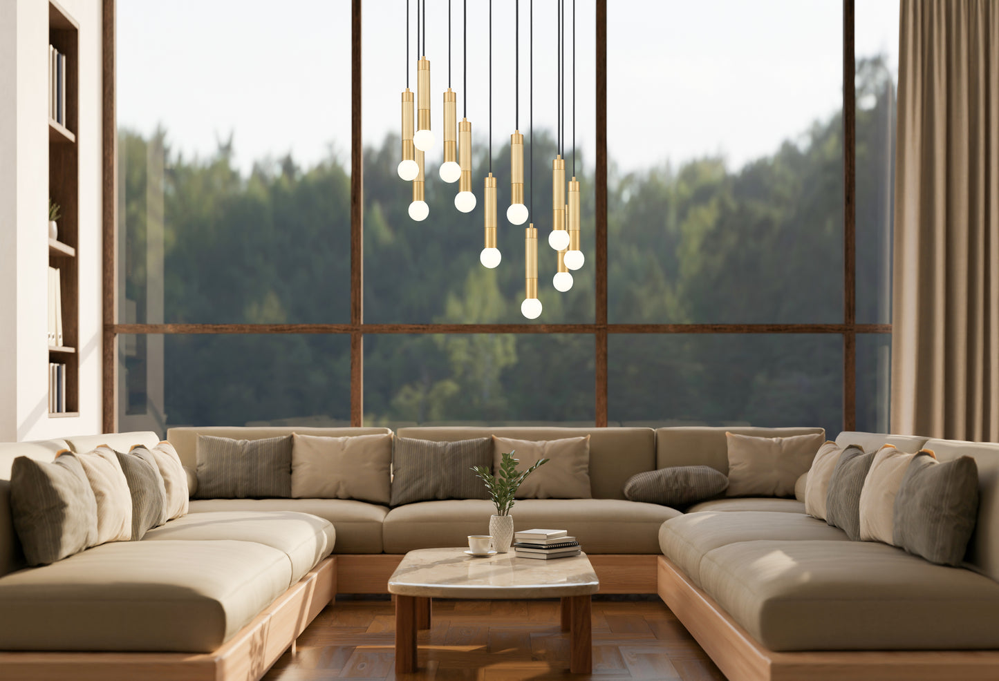 1956P-11R-MGLD - Stari 11 Light 24" Chandelier - Modern Gold