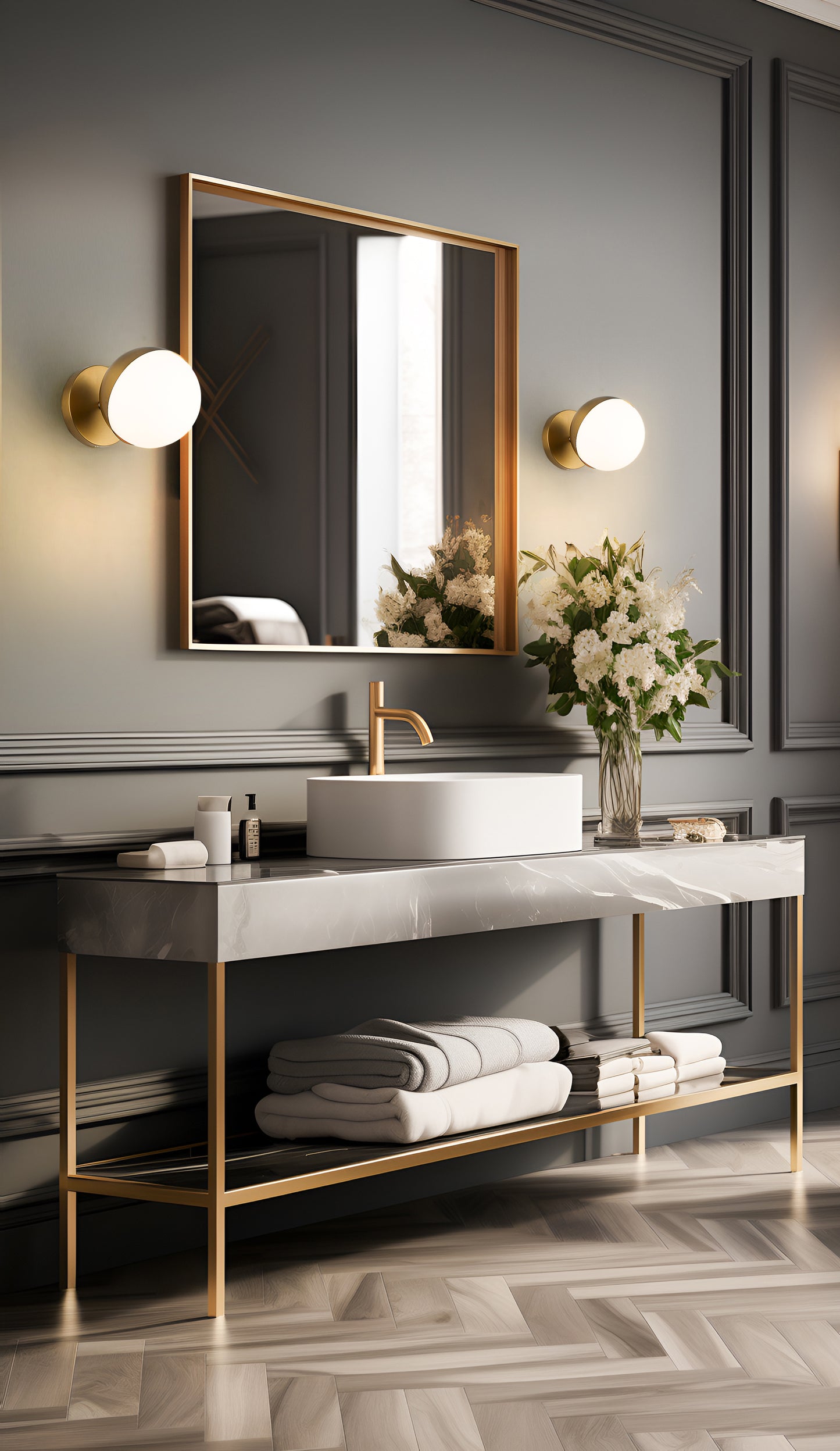 7517-1S-MGLD - Realm Sphere 1 Light Wall 6" Sconce - Modern Gold