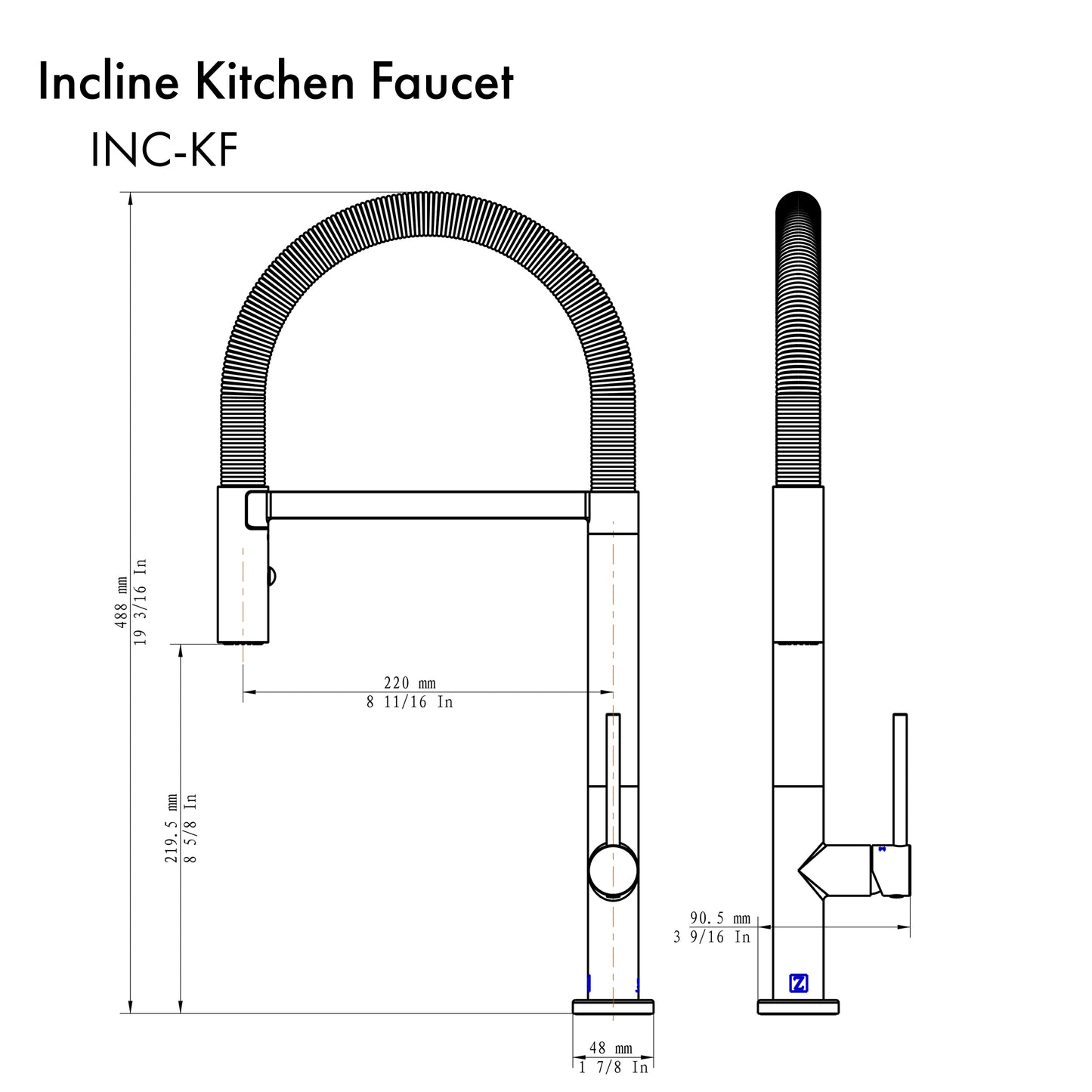 INC-KF-MB - Incline Kitchen Faucet in Matte Black