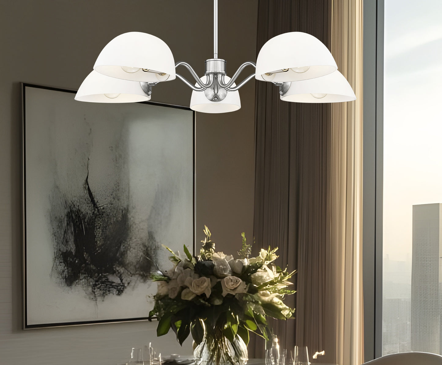3048-5BN - Breton 5 Light 33" Chandelier - Brushed Nickel
