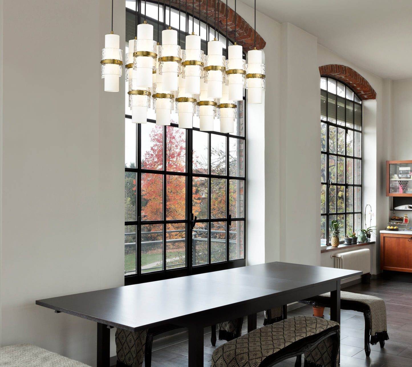 1946P-17L-MGLD - Cayden 17 Light Linear 42" Chandelier - Modern Gold