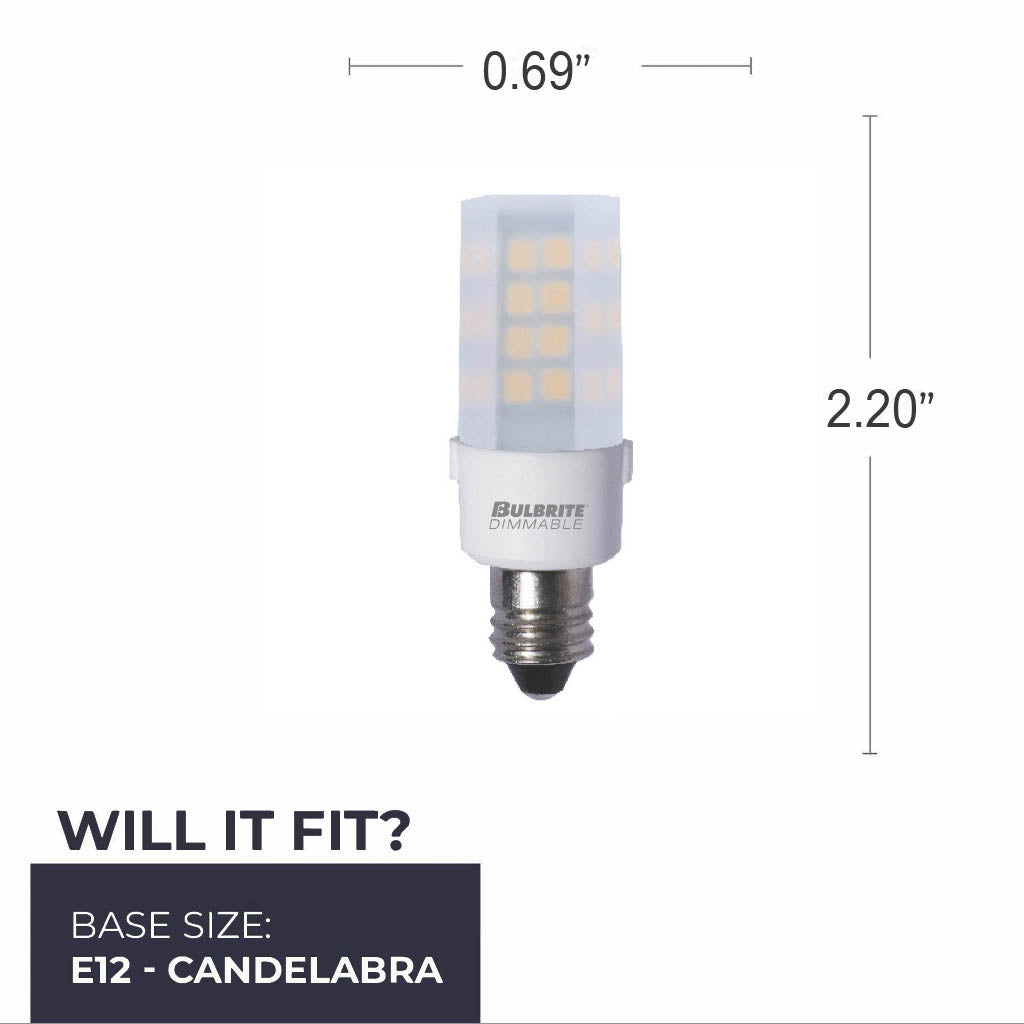 770585 - Dimmable Frost T6 LED Candelabra Light Bulb - 4.5 Watt - 3000K - 2 Pack