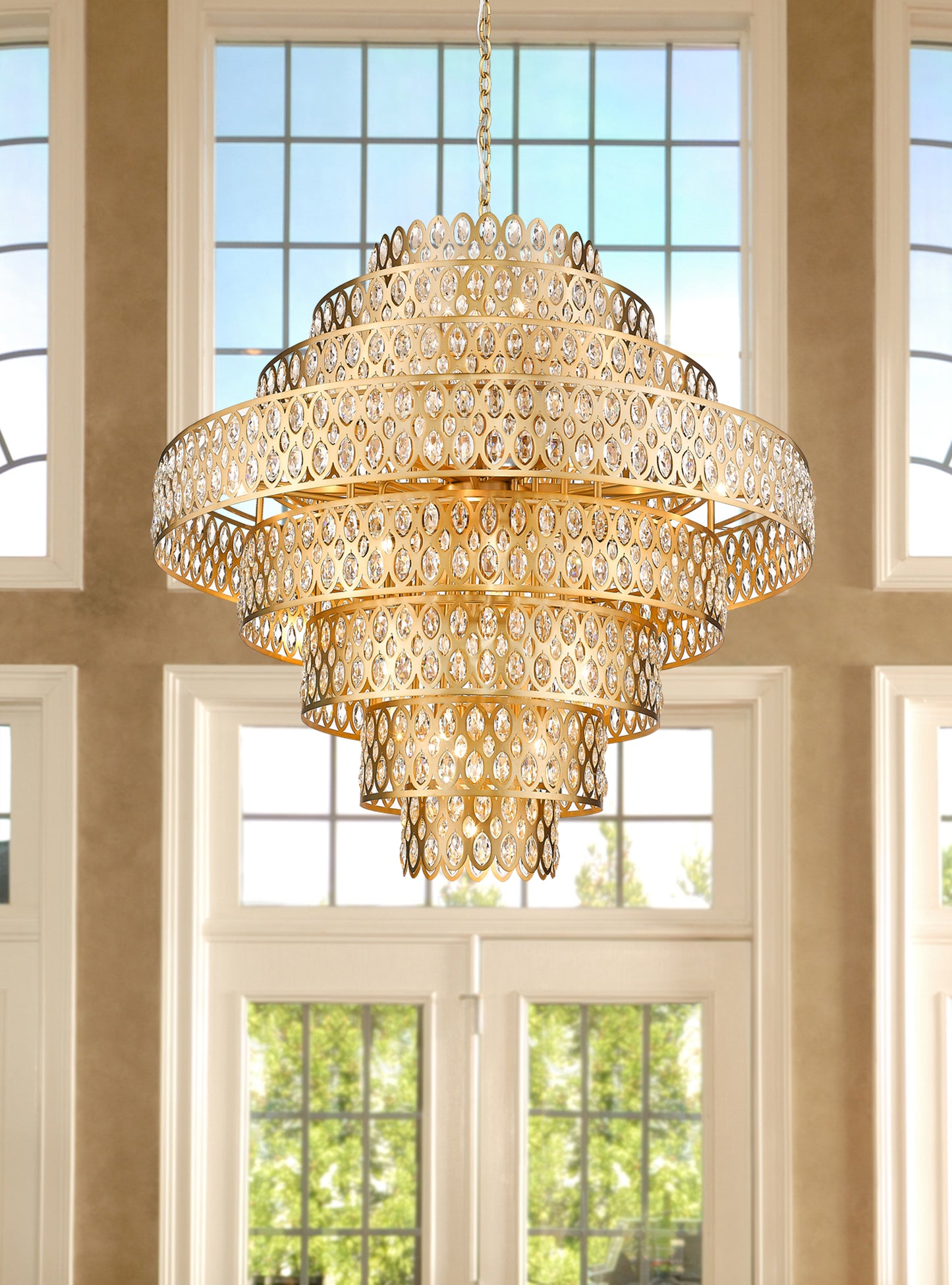822P45-HB - Dealey 25 Light 45" Chandelier - Heirloom Brass
