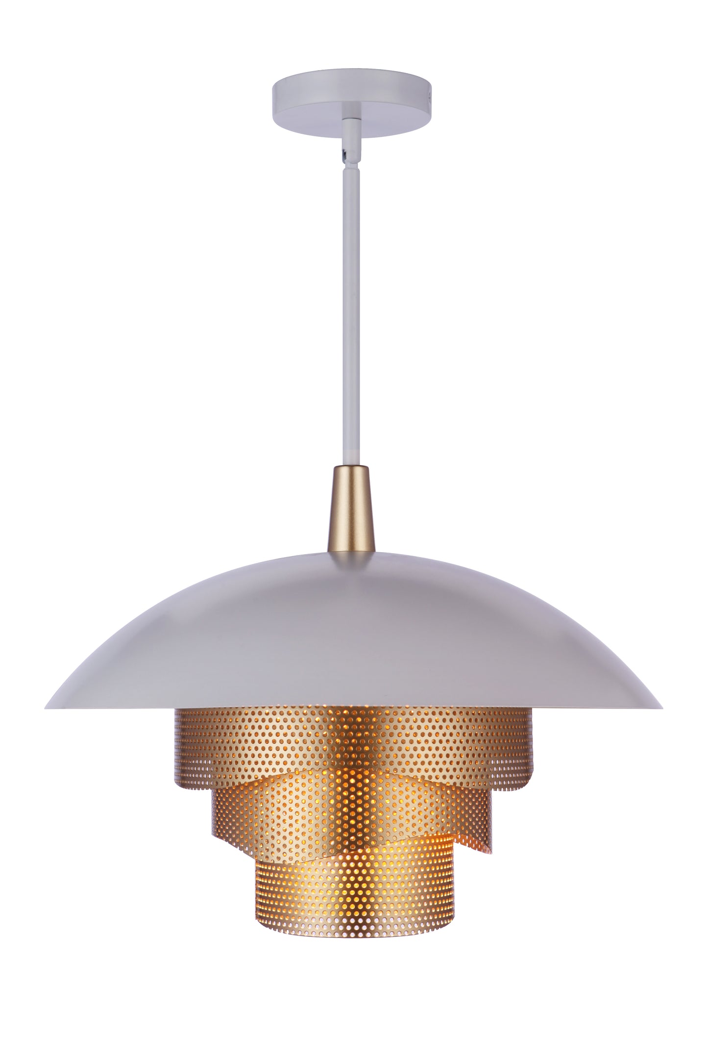 P1010MWWMG-LED - Sculptural Statement Pendants 1 Light 19" Wide Pendant - Matte White / Matte Gold