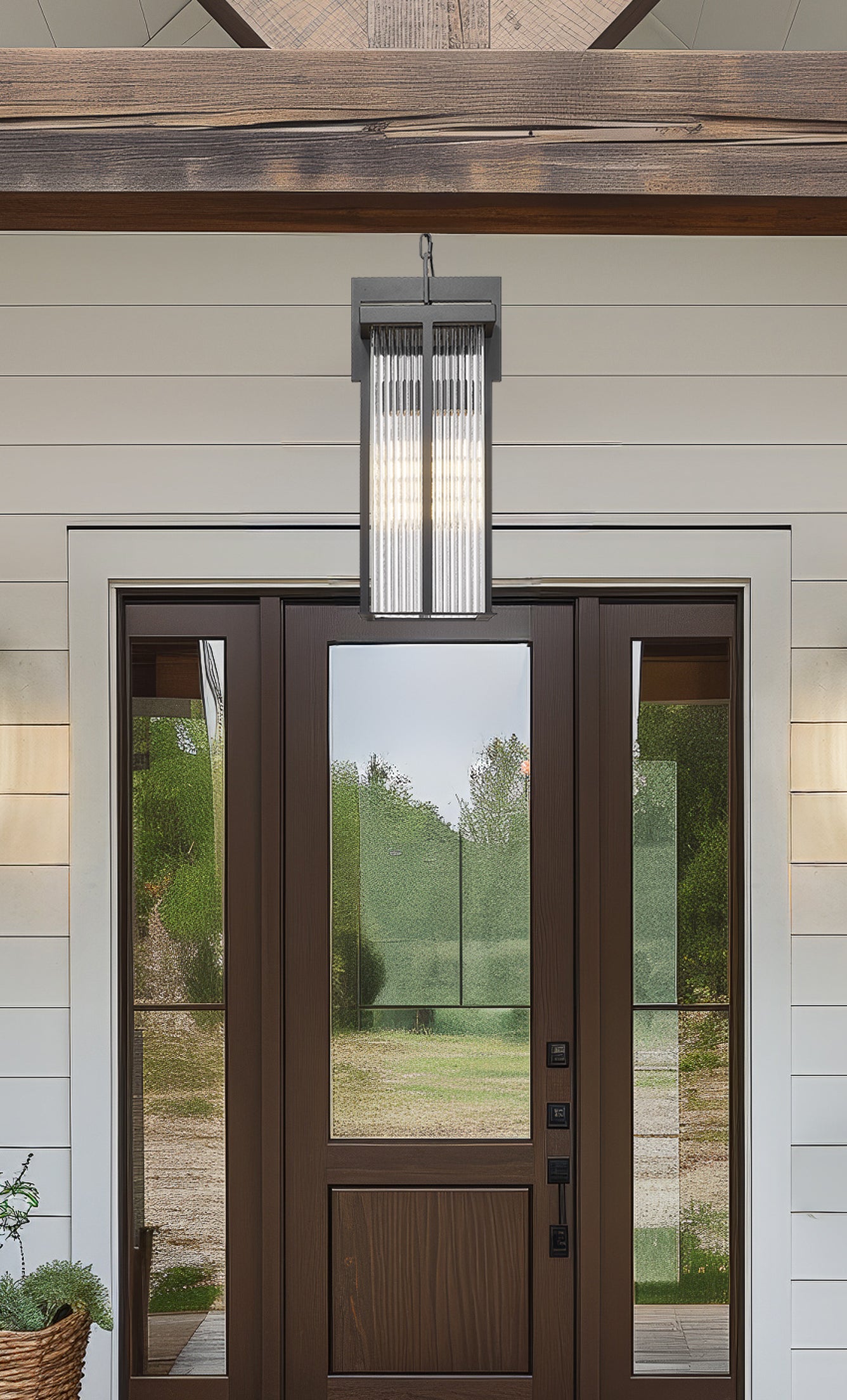 5031CHB-BK - Fortis 2 Light Outdoor Chain Mount Ceiling 24" Fixture - Sand Black